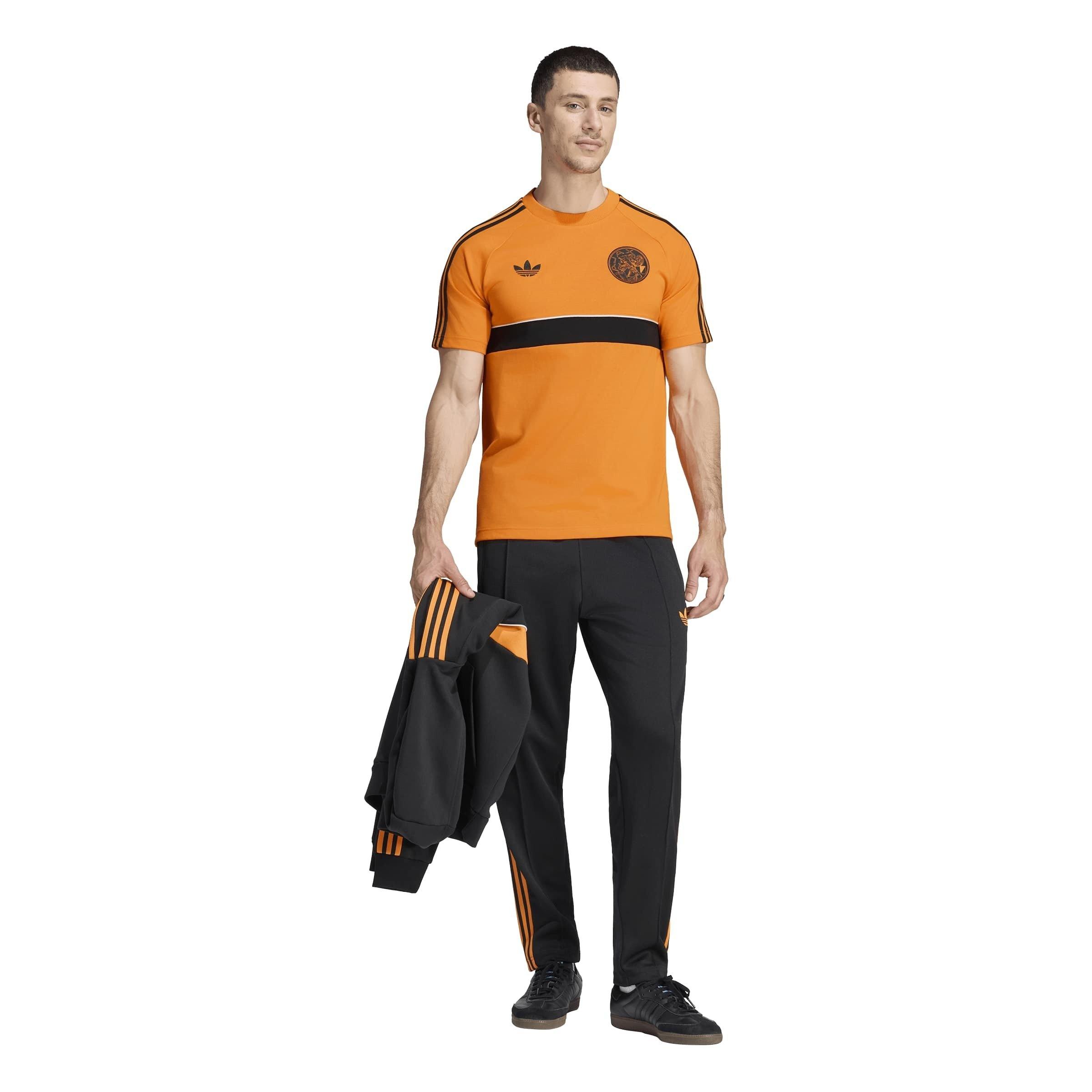 Arancione/Nero - adidas - Men's Ajax Amsterdam Short-Sleeve Cotton Crew-Neck Slim-Fit T-Shirt - 6