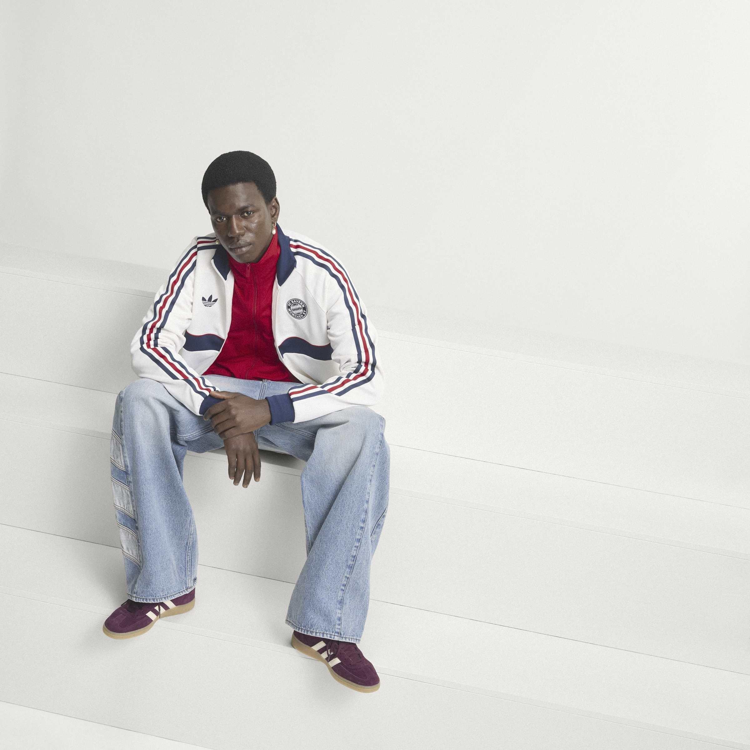 Hvid/Marineblå - adidas - Men's OG Bayern Munich Long-Sleeve Slim-Fit Tracksuit Top - 12