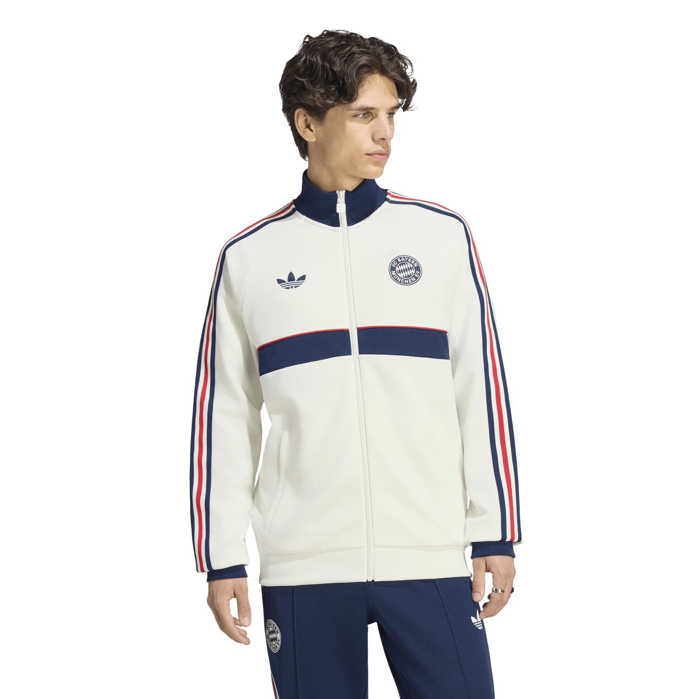 Hvid/Marineblå - adidas - Men's OG Bayern Munich Long-Sleeve Slim-Fit Tracksuit Top - 3