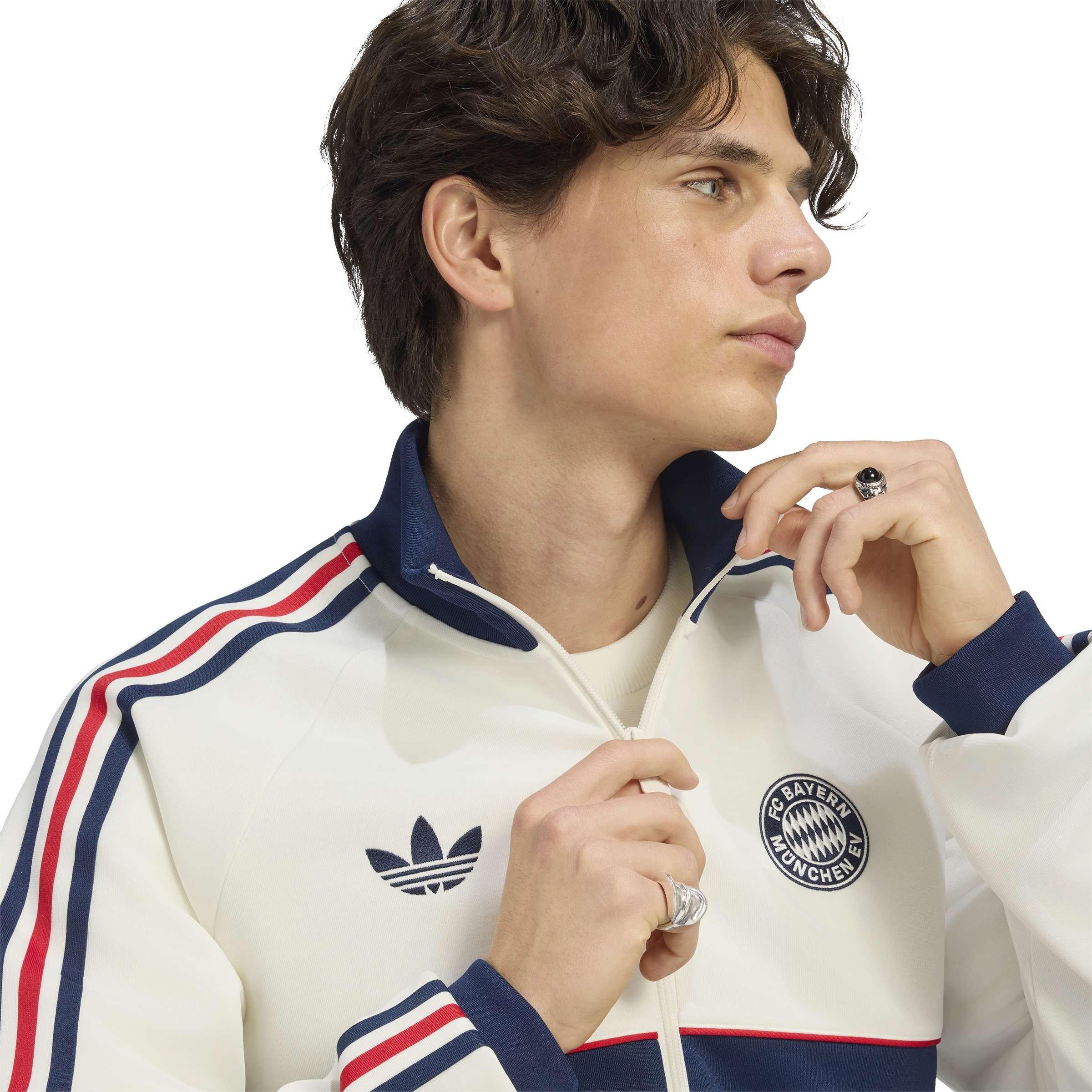 Hvid/Marineblå - adidas - Men's OG Bayern Munich Long-Sleeve Slim-Fit Tracksuit Top - 5