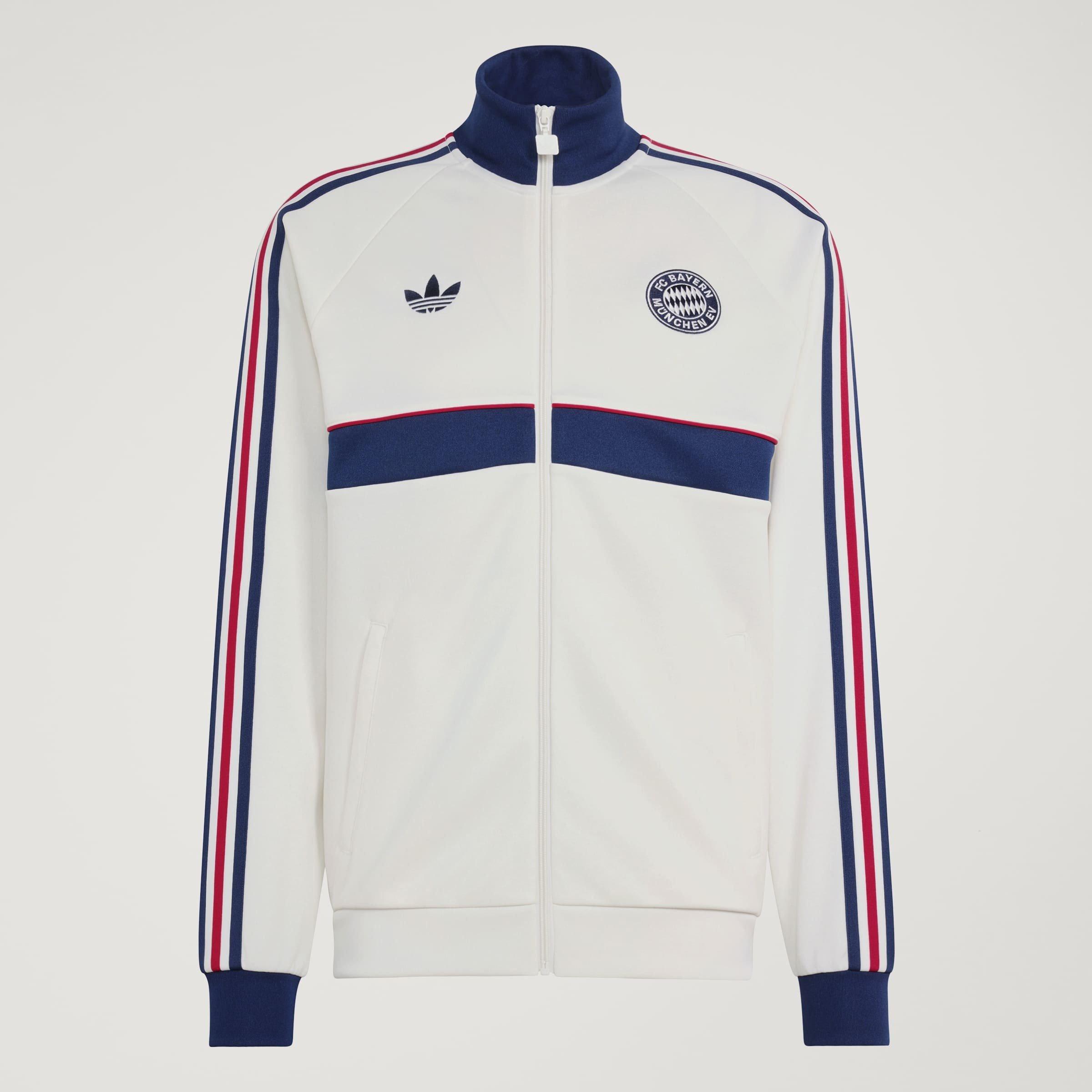 Hvid/Marineblå - adidas - Men's OG Bayern Munich Long-Sleeve Slim-Fit Tracksuit Top - 10