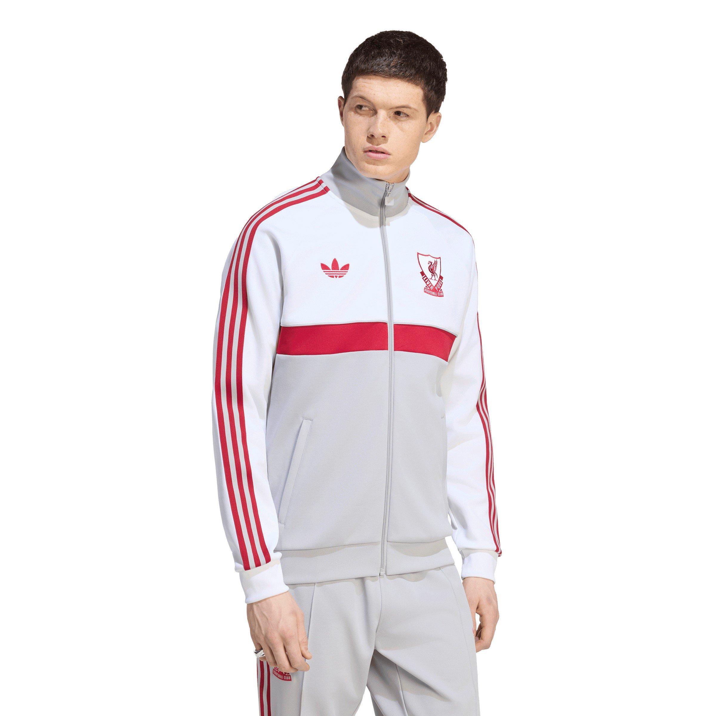 Hvid/Grå - adidas - Men's OG Liverpool Long-Sleeve Funnel-Neck Tracksuit Top - 2