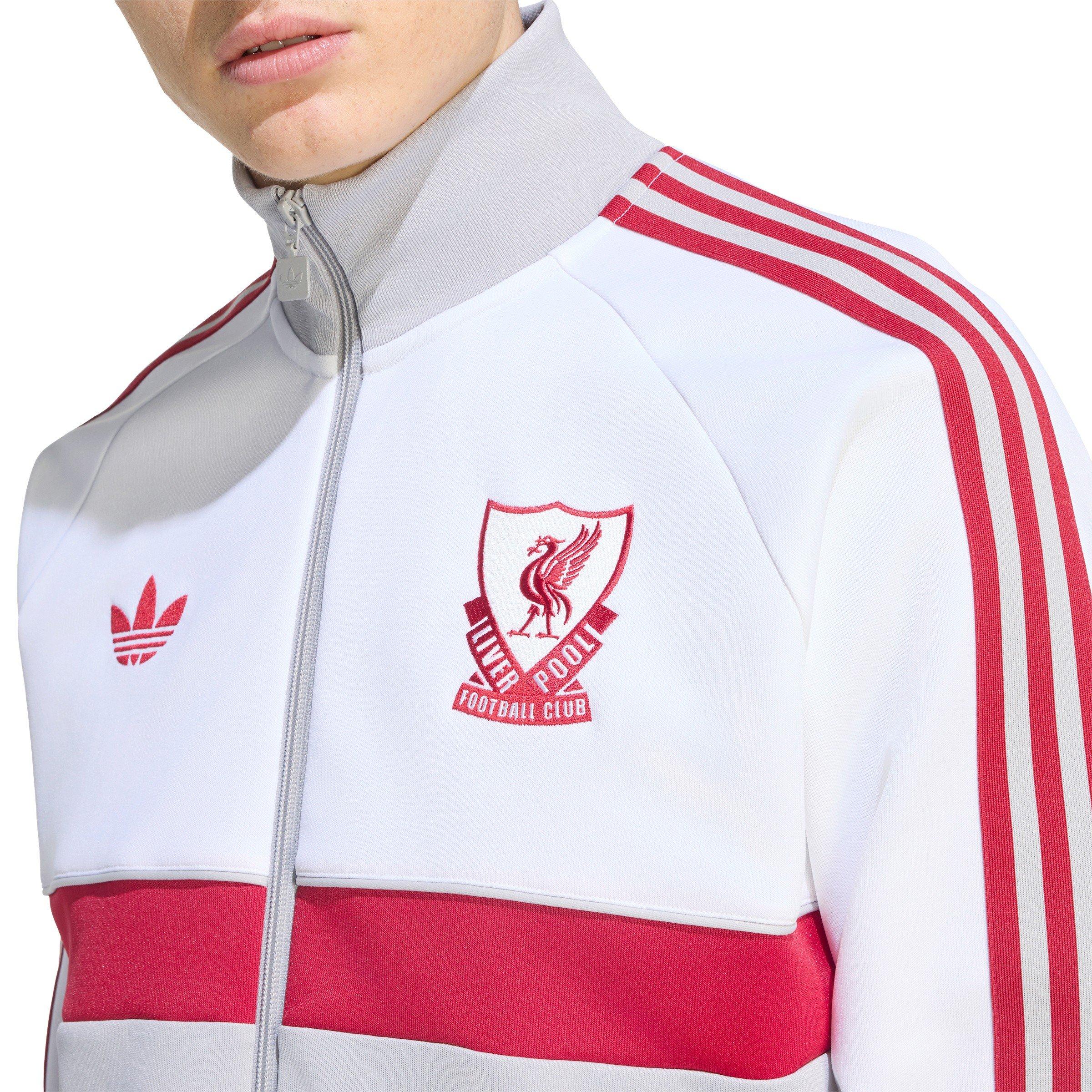 Hvid/Grå - adidas - Men's OG Liverpool Long-Sleeve Funnel-Neck Tracksuit Top - 4
