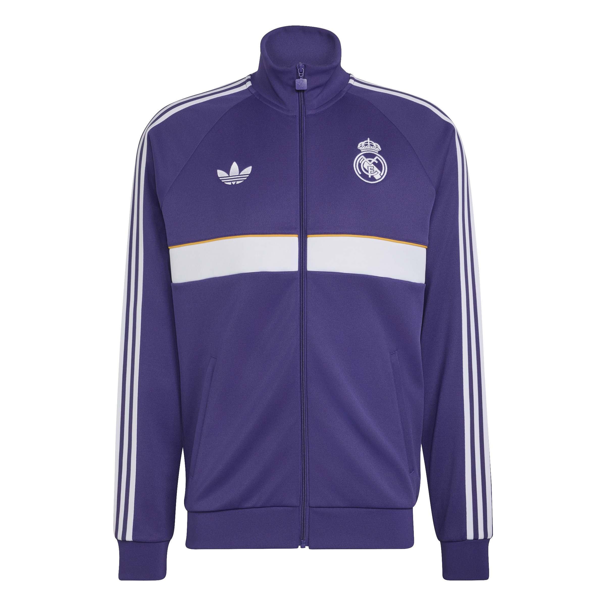Purple/White - adidas - Men's OG Real Madrid Long-Sleeve Funnel-Neck Tracksuit Top - 1