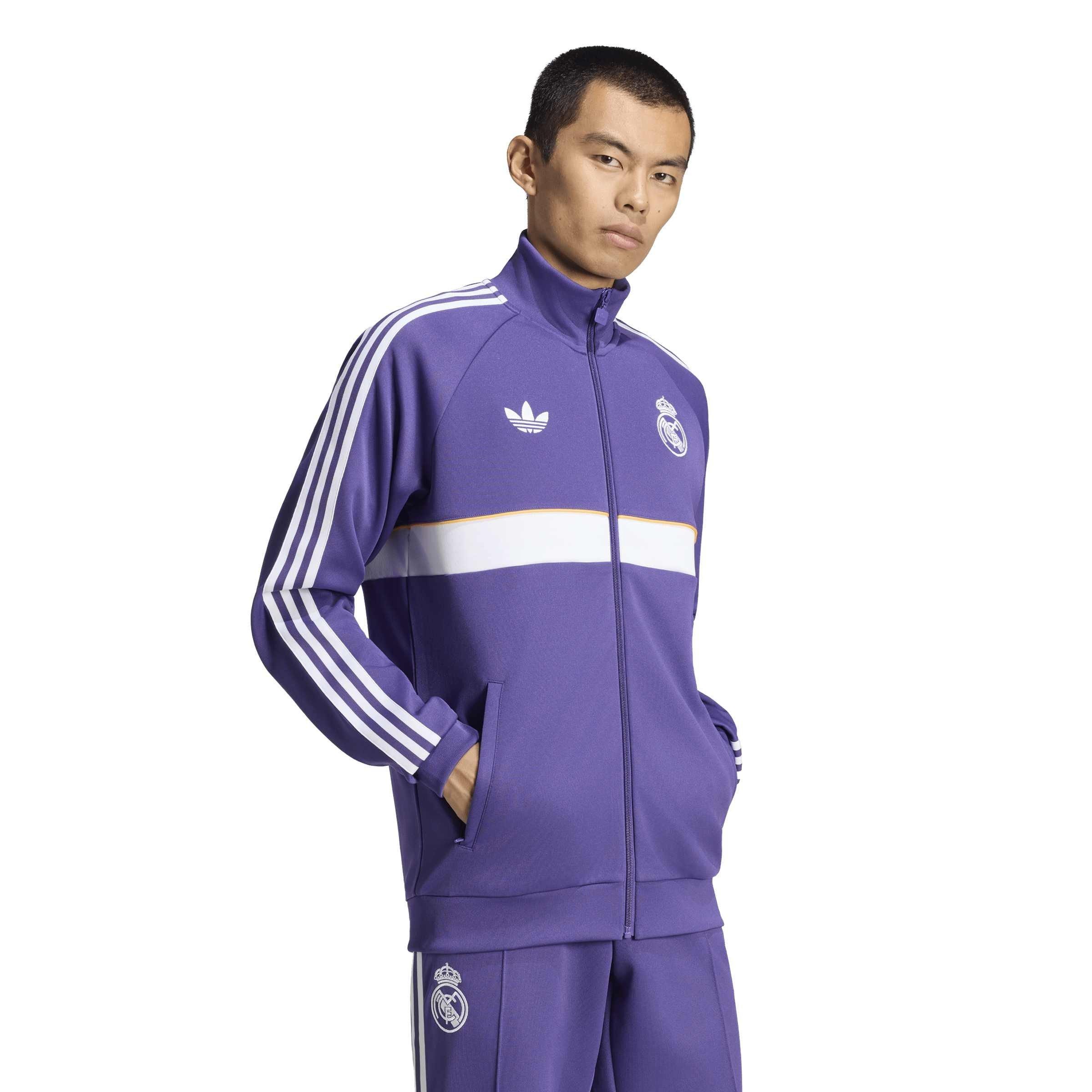Purple/White - adidas - Men's OG Real Madrid Long-Sleeve Funnel-Neck Tracksuit Top - 2