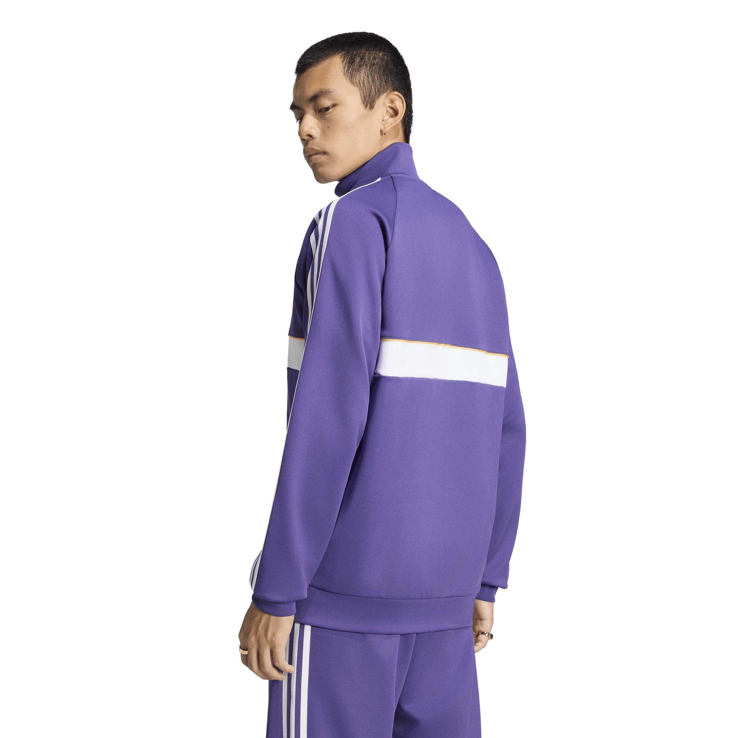 Purple/White - adidas - Men's OG Real Madrid Long-Sleeve Funnel-Neck Tracksuit Top - 3