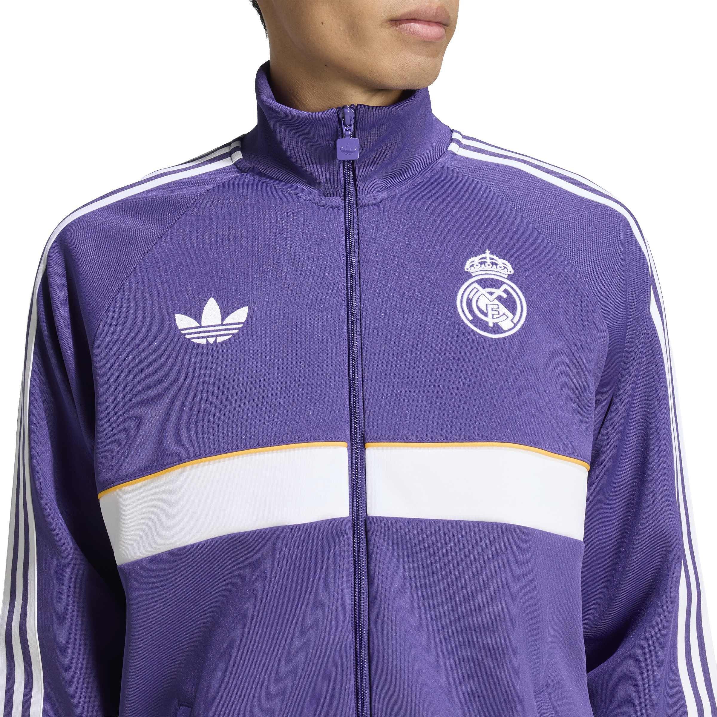Purple/White - adidas - Men's OG Real Madrid Long-Sleeve Funnel-Neck Tracksuit Top - 4