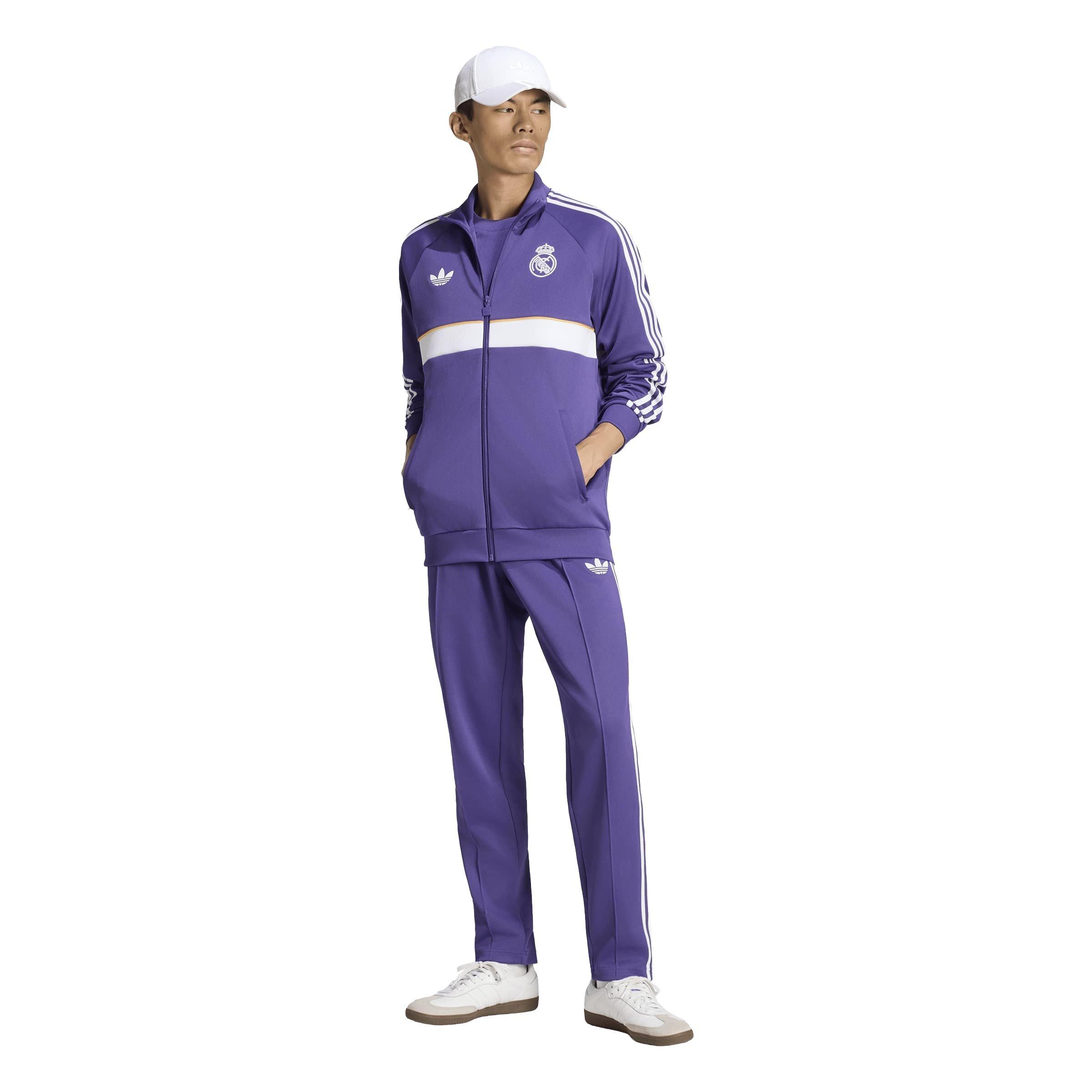 Purple/White - adidas - Men's OG Real Madrid Long-Sleeve Funnel-Neck Tracksuit Top - 6