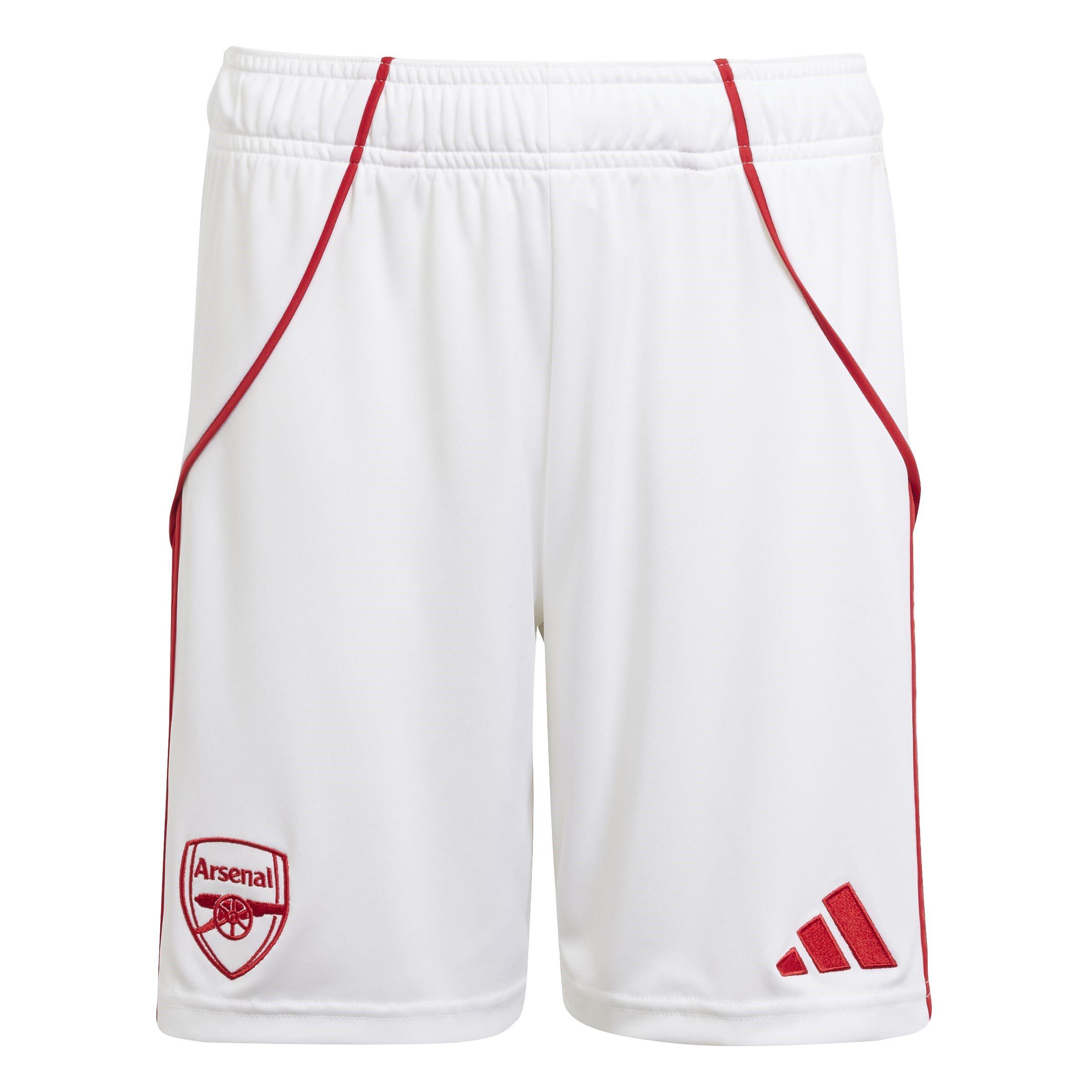 Adidas Boys Arsenal Home Shorts 2025 2026 Juniors - White/Red - 15-16 Years