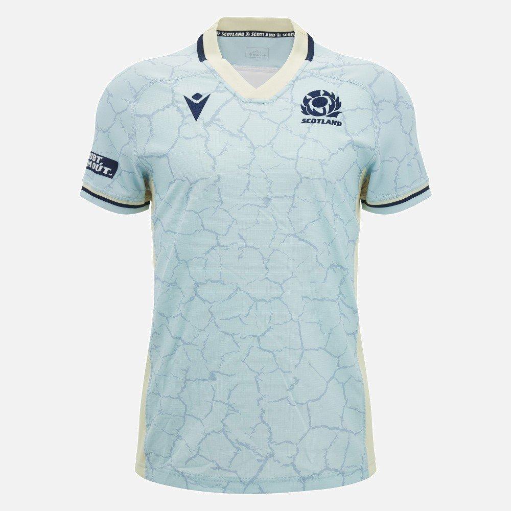 Macron Men's Scotland Rugby Training 2026 V-Neck Short-Sleeve T-Shirt - Marble - 2X Large