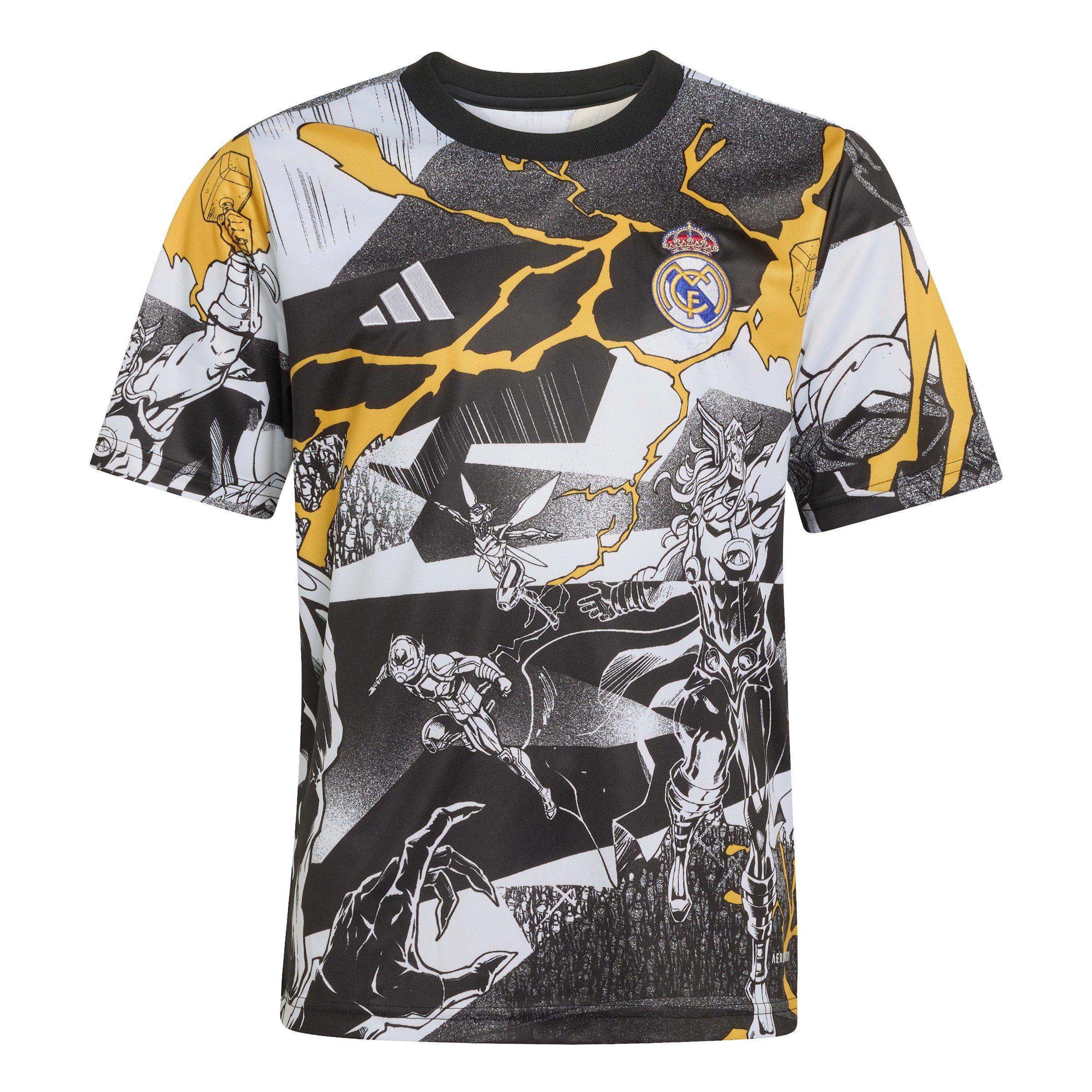 White/Black - adidas - Unisex Kids Real Madrid x Marvel Short Sleeve T-Shirt 2025 2026 - 1