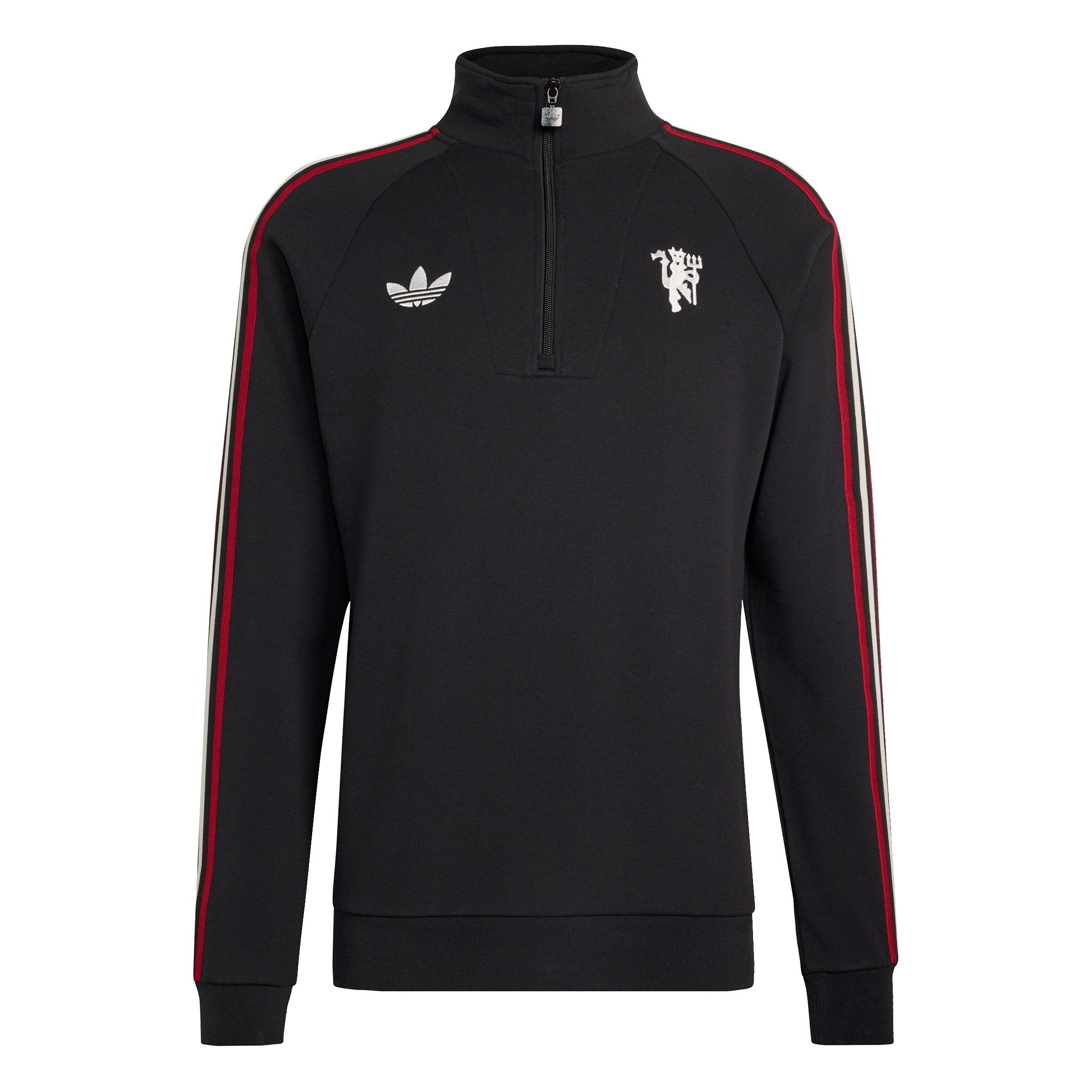 Negro/Blanco - adidas - Mens Manchester United Originals Half Zip Jumper - 1