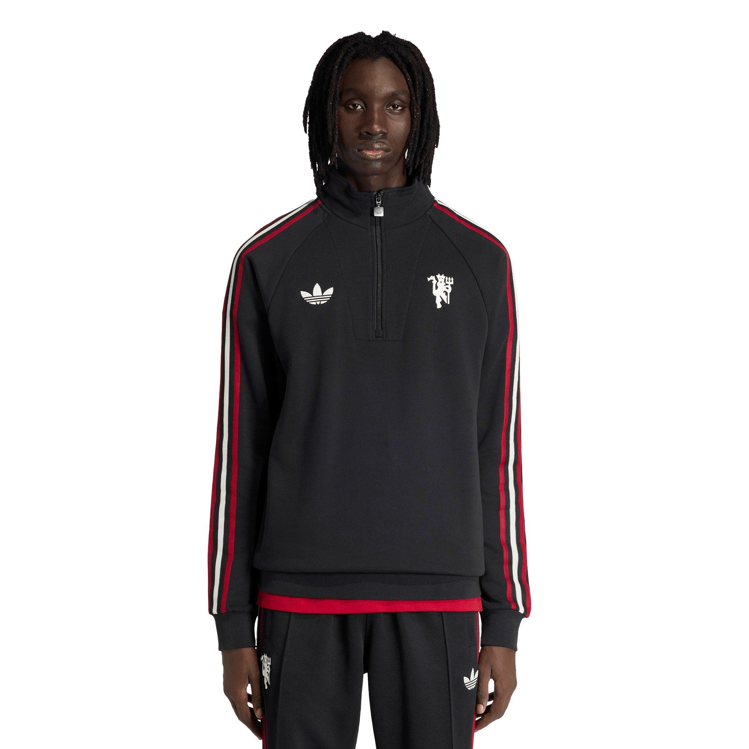 Negro/Blanco - adidas - Mens Manchester United Originals Half Zip Jumper - 2