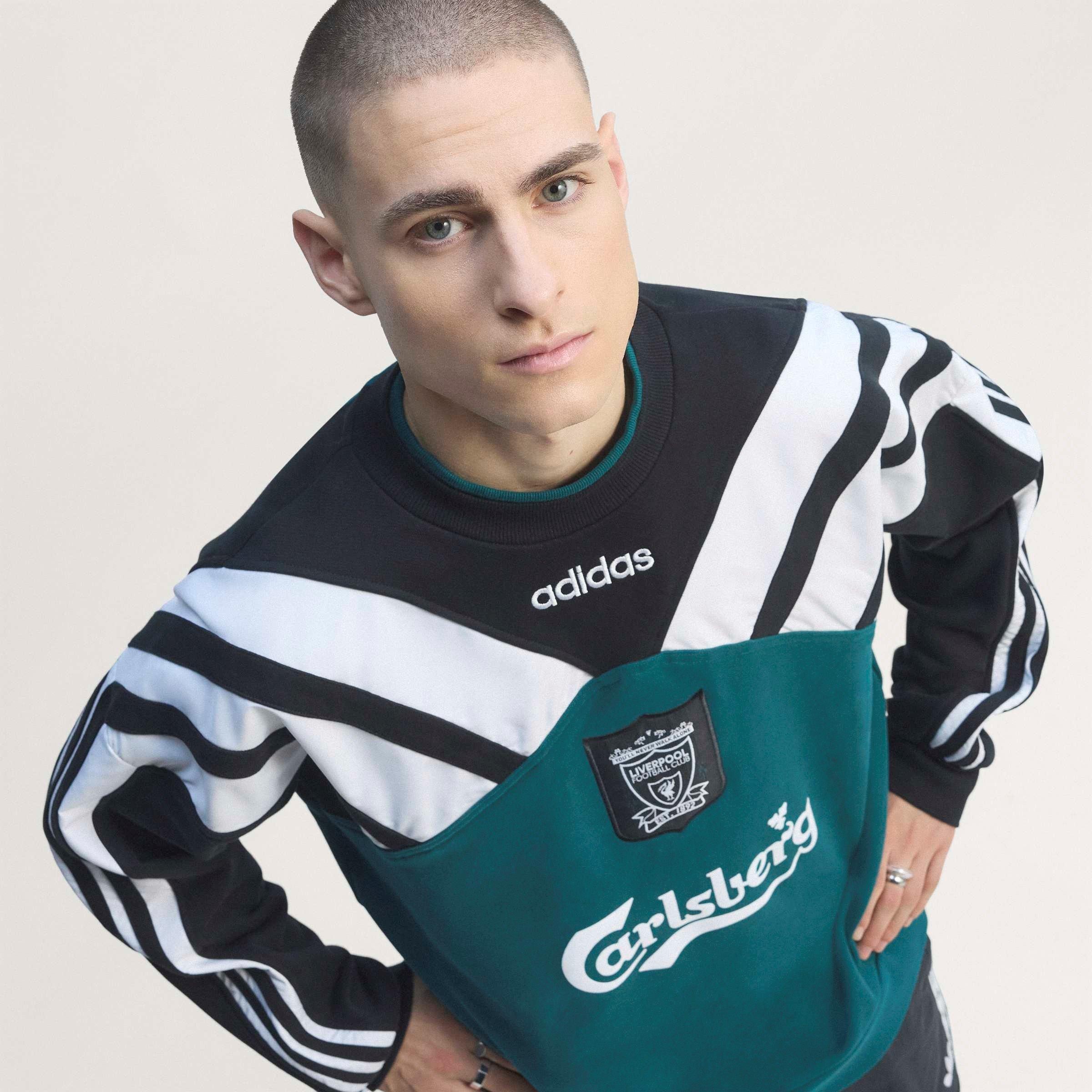Green/Black - adidas - Liverpool 1995 Crew Sweatshirt Adults - 12