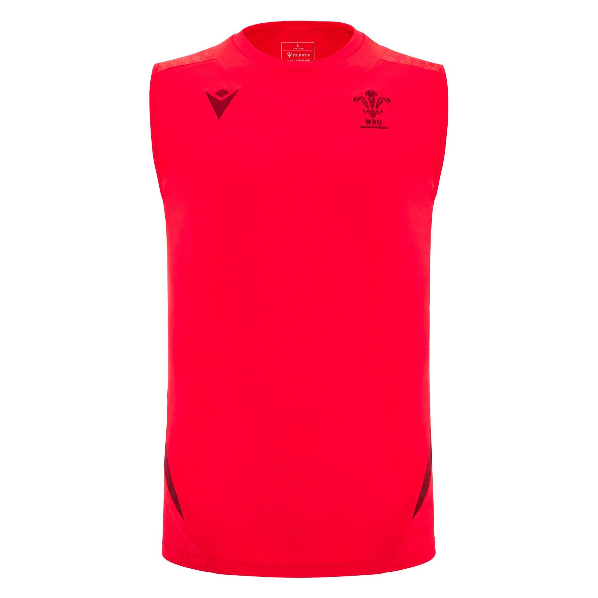 Macron Men's Wales Rugby Sleeveless Training Shirt 2025 Adults - Red - Medium