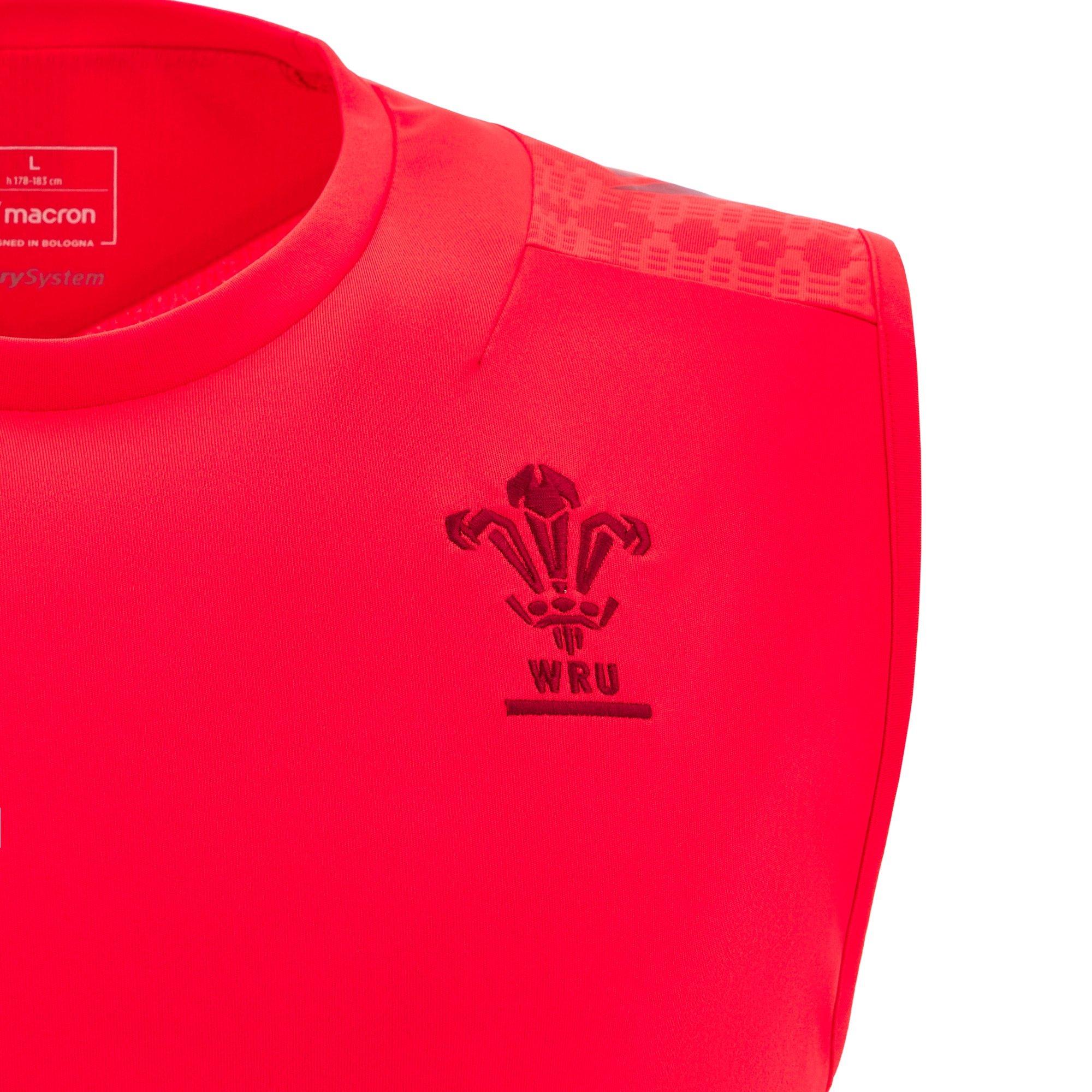 Red - Macron - Wales Rugby Sleeveless Training Shirt 2025 Adults - 3