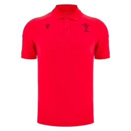 Macron Wales Rugby Travel Polo Shirt 2025 Adults