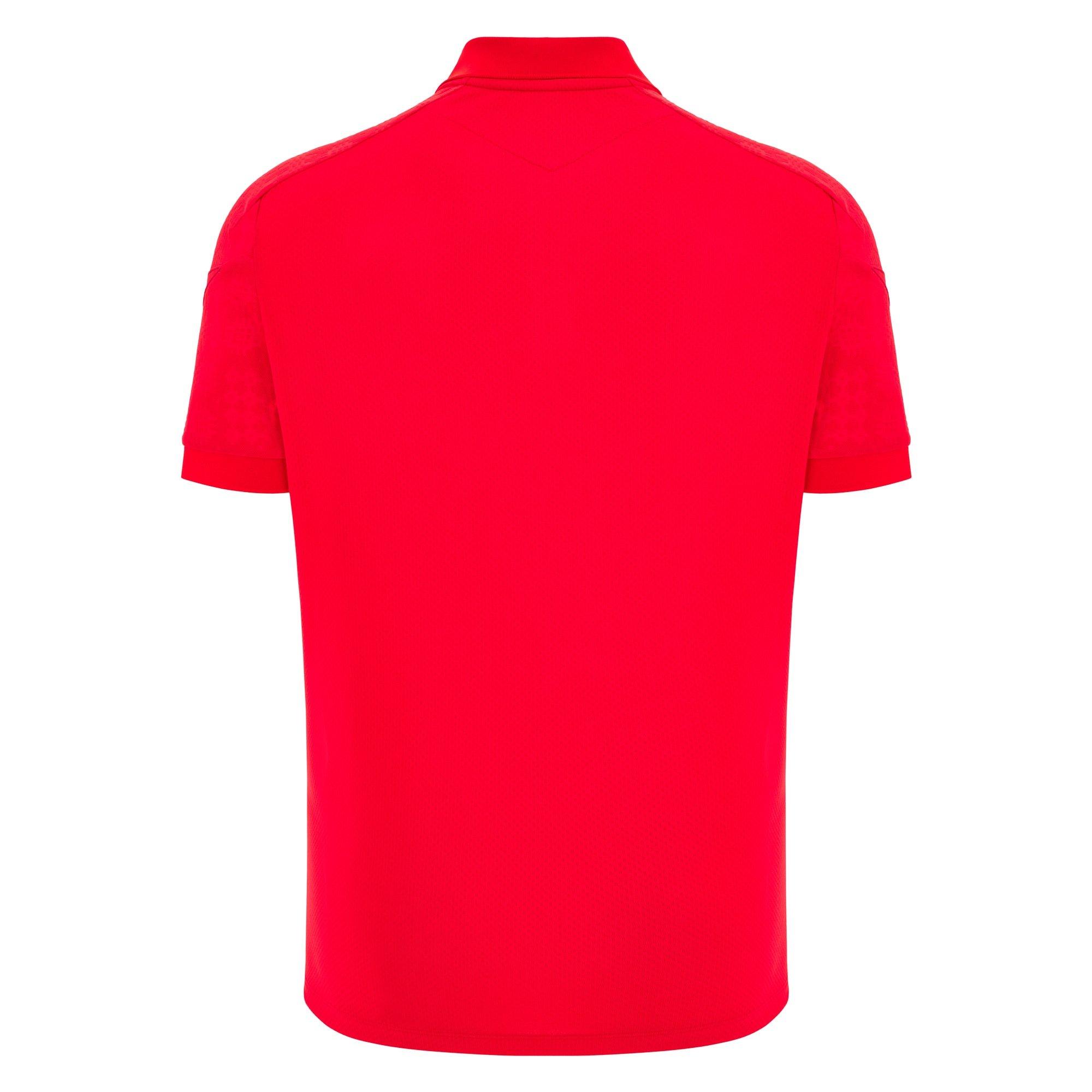 Red - Macron - Wales Rugby Travel Polo Shirt 2025 Adults - 2