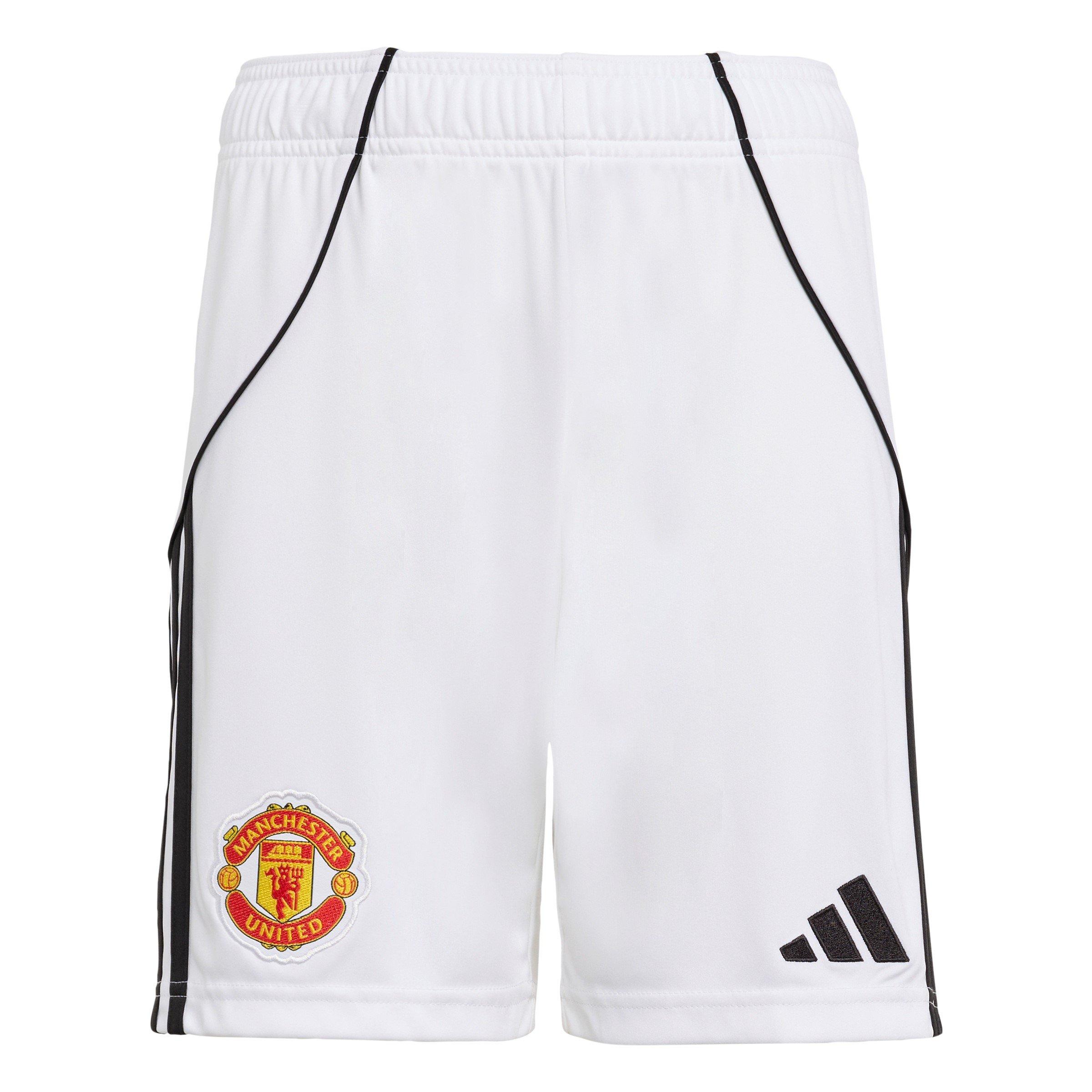 Adidas Boys Manchester United Home Shorts 2025 2026 Juniors - White - 13 Years
