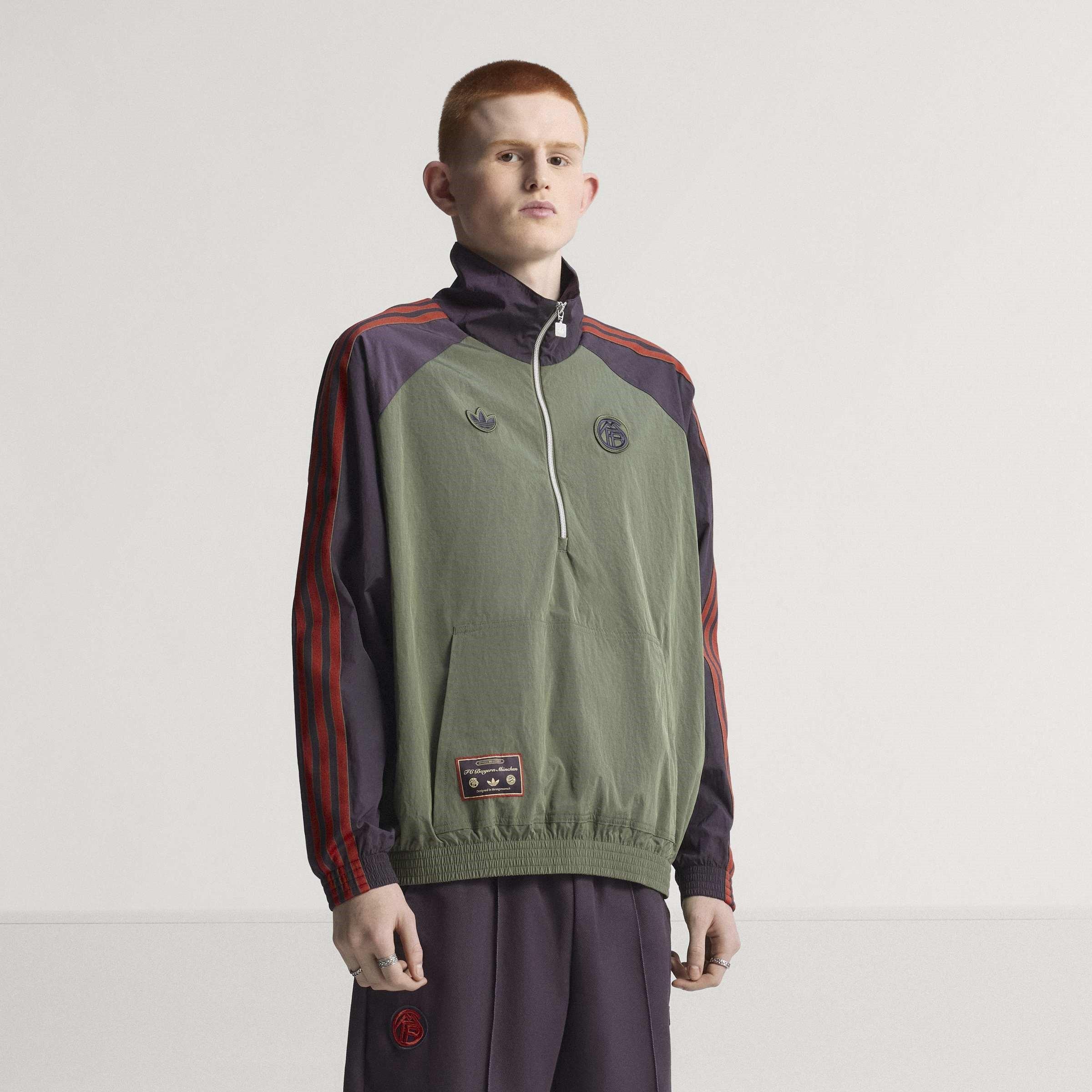 Grøn/Sort - adidas - Bayern Munich Originals Icon Half Zip Jacket Mens - 12