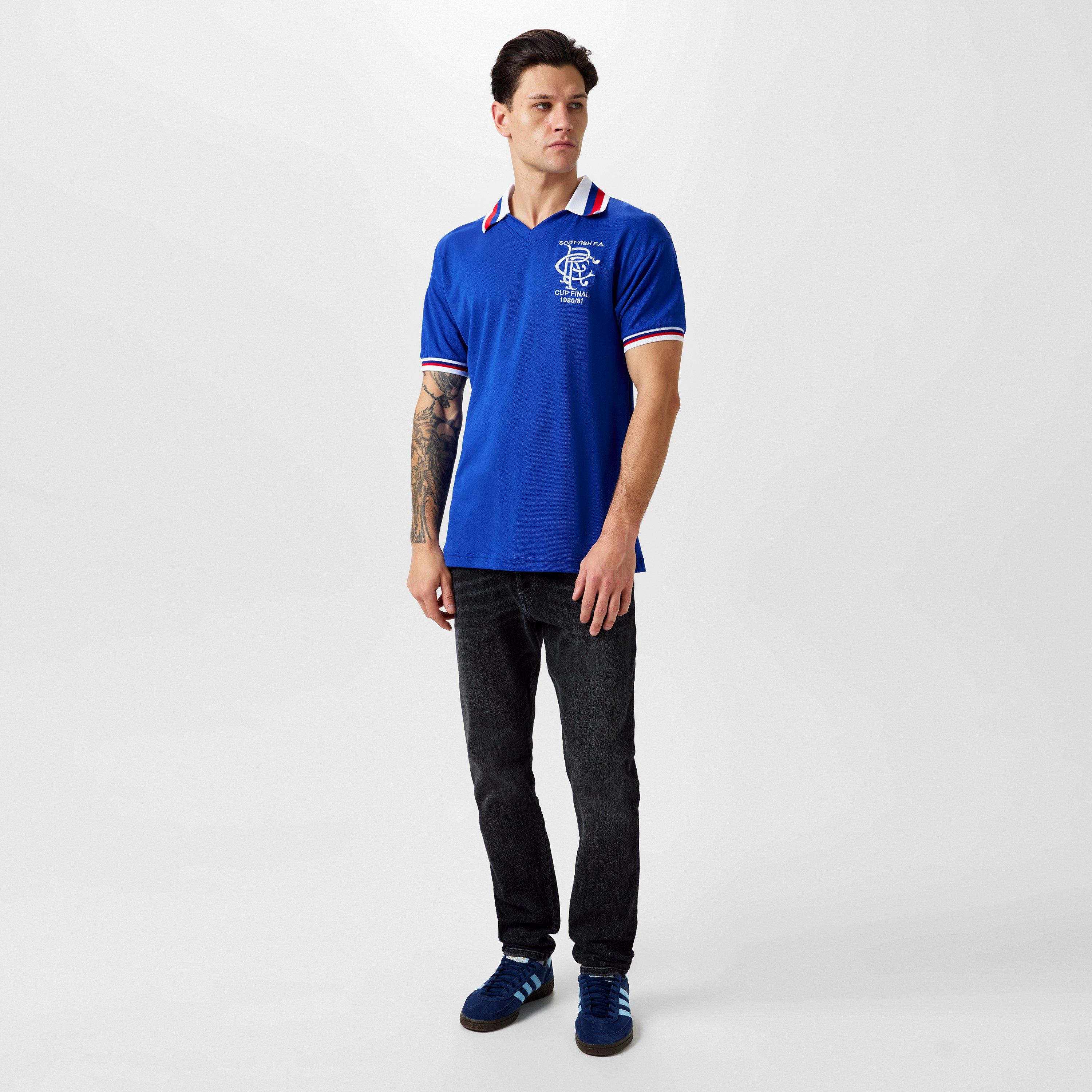 Blauw - Score Draw - Rangers FC Retro Home Shirt 1981 Adults - 6