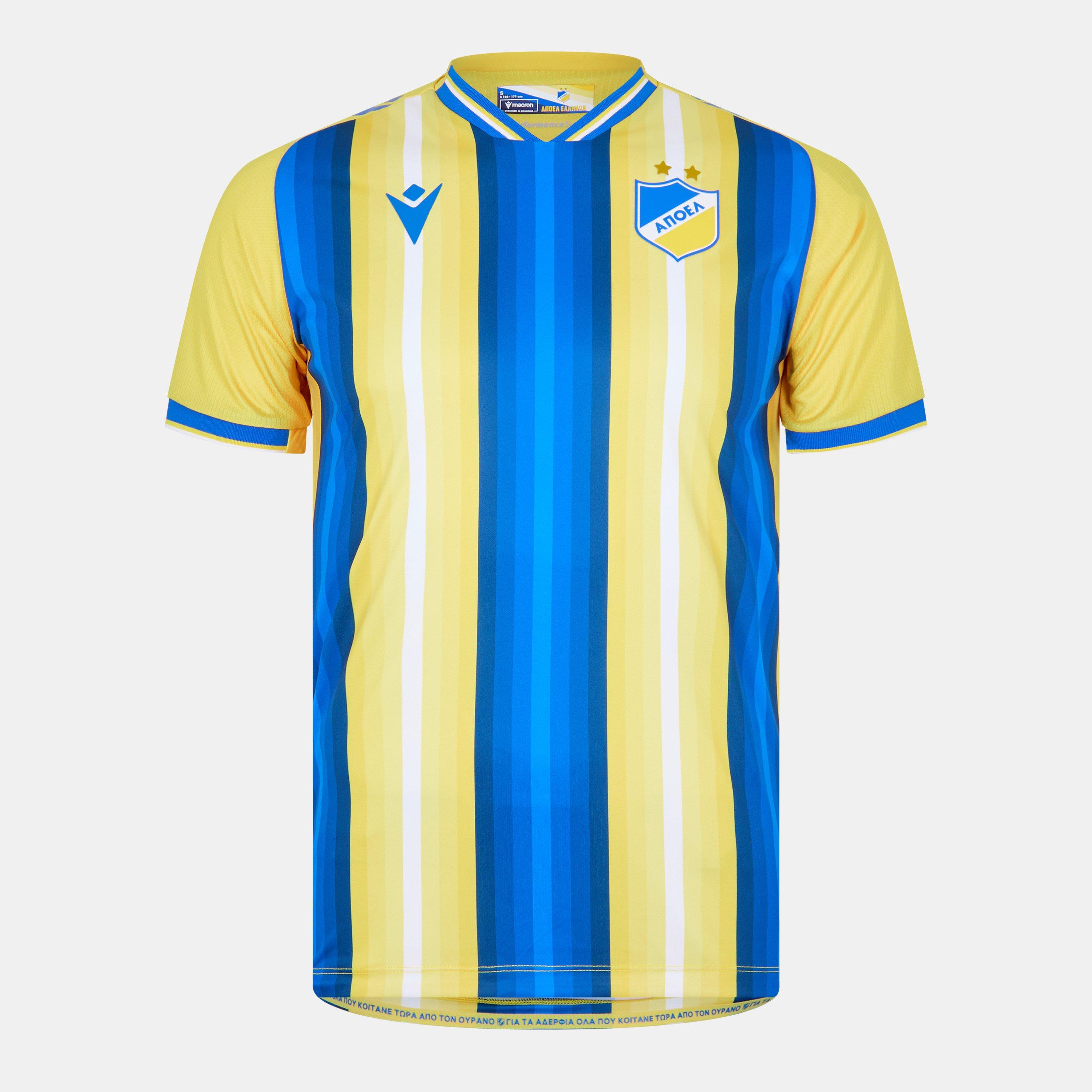 Yellow/Blue - Macron - Apoel Home Shirt 2023 2024 Adults - 1