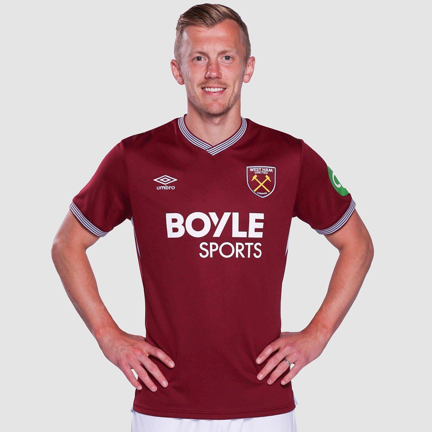 Umbro Men's Castore West Ham United Home Shirt 2025 2026 Adults - Claret/Blue - X Small