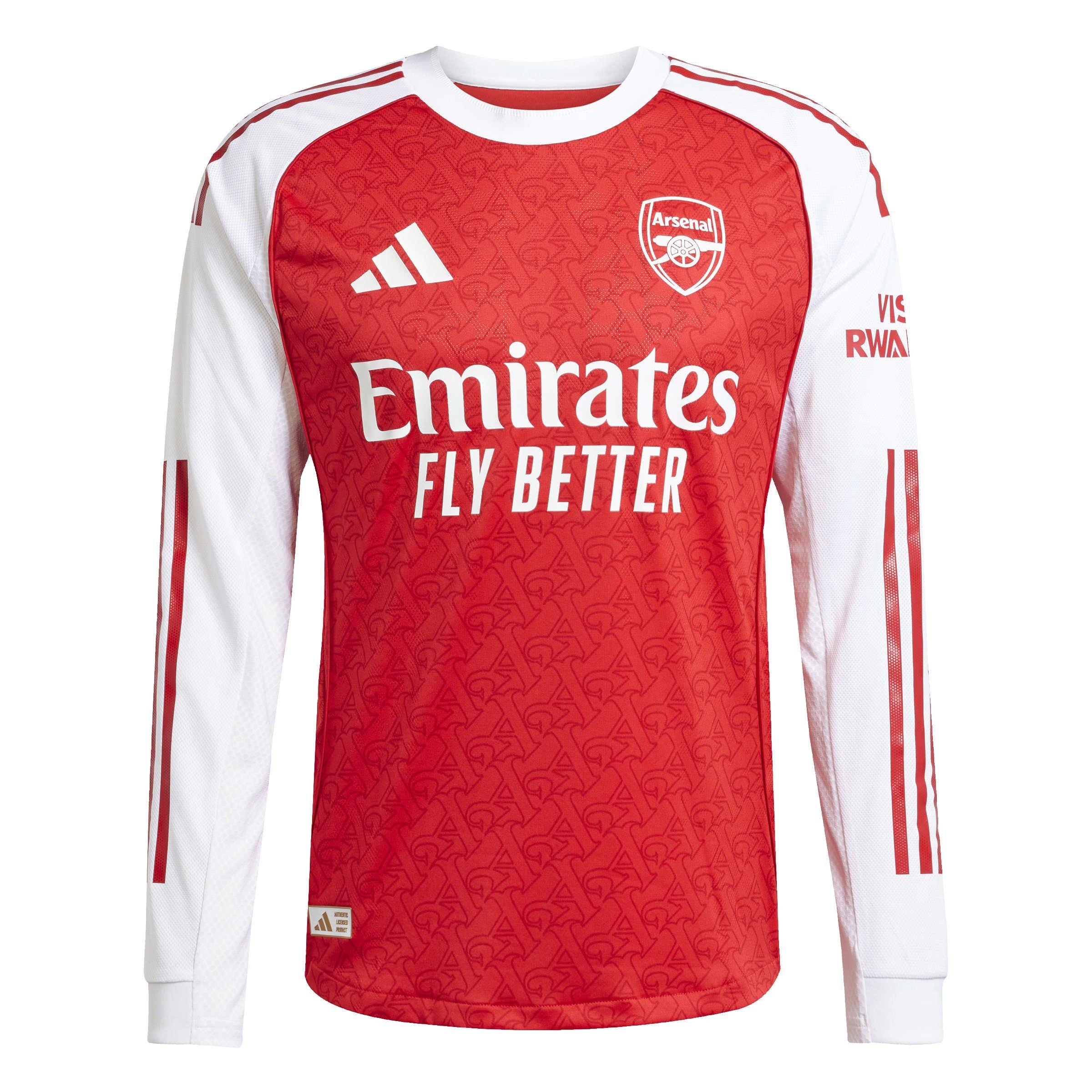 Adidas Men's Arsenal Authentic Long Sleeve Kit 2025 2026 - Red/White - L
