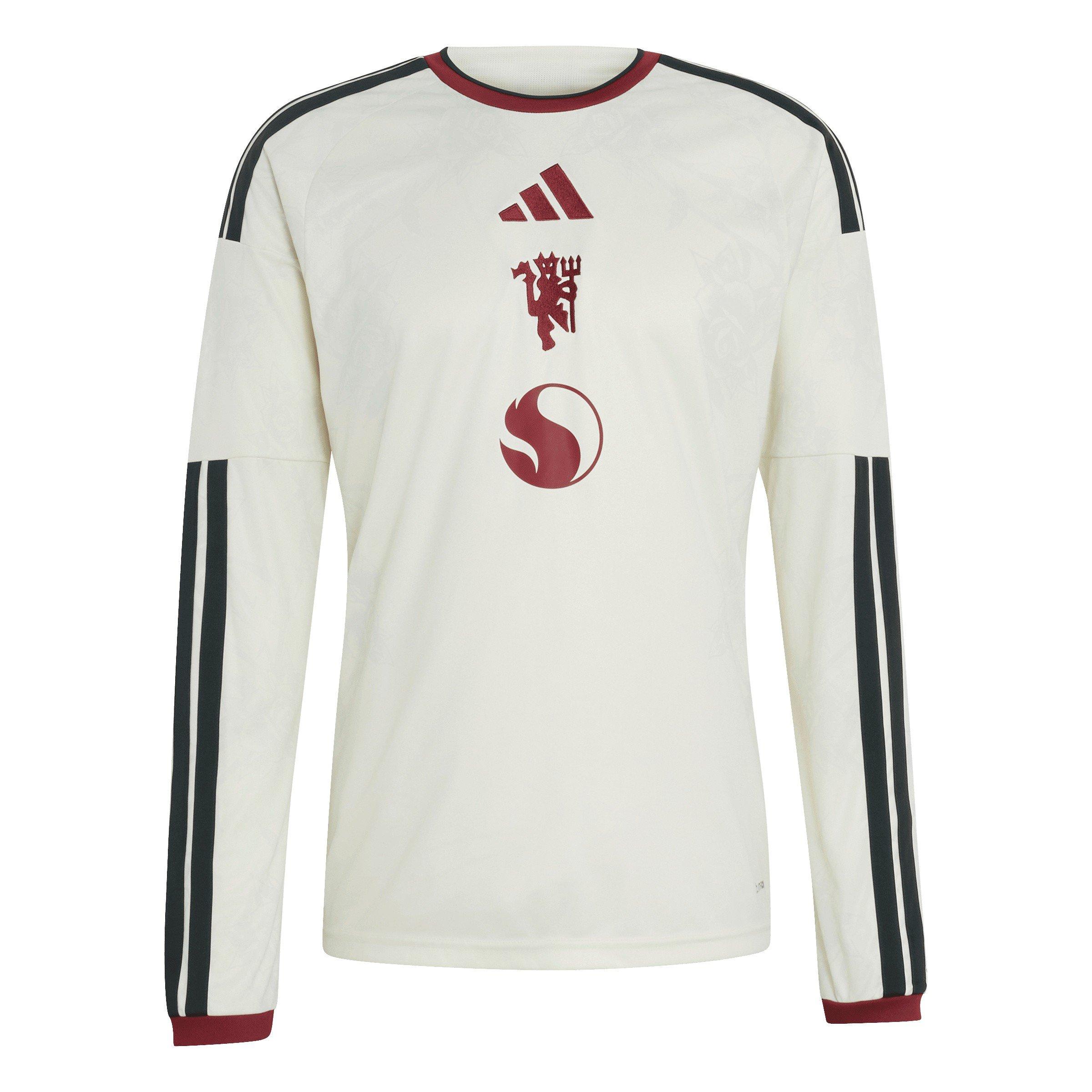 White/Red - adidas - Men's Manchester United Third Long-Sleeve Slim-Fit Football Shirt - 1