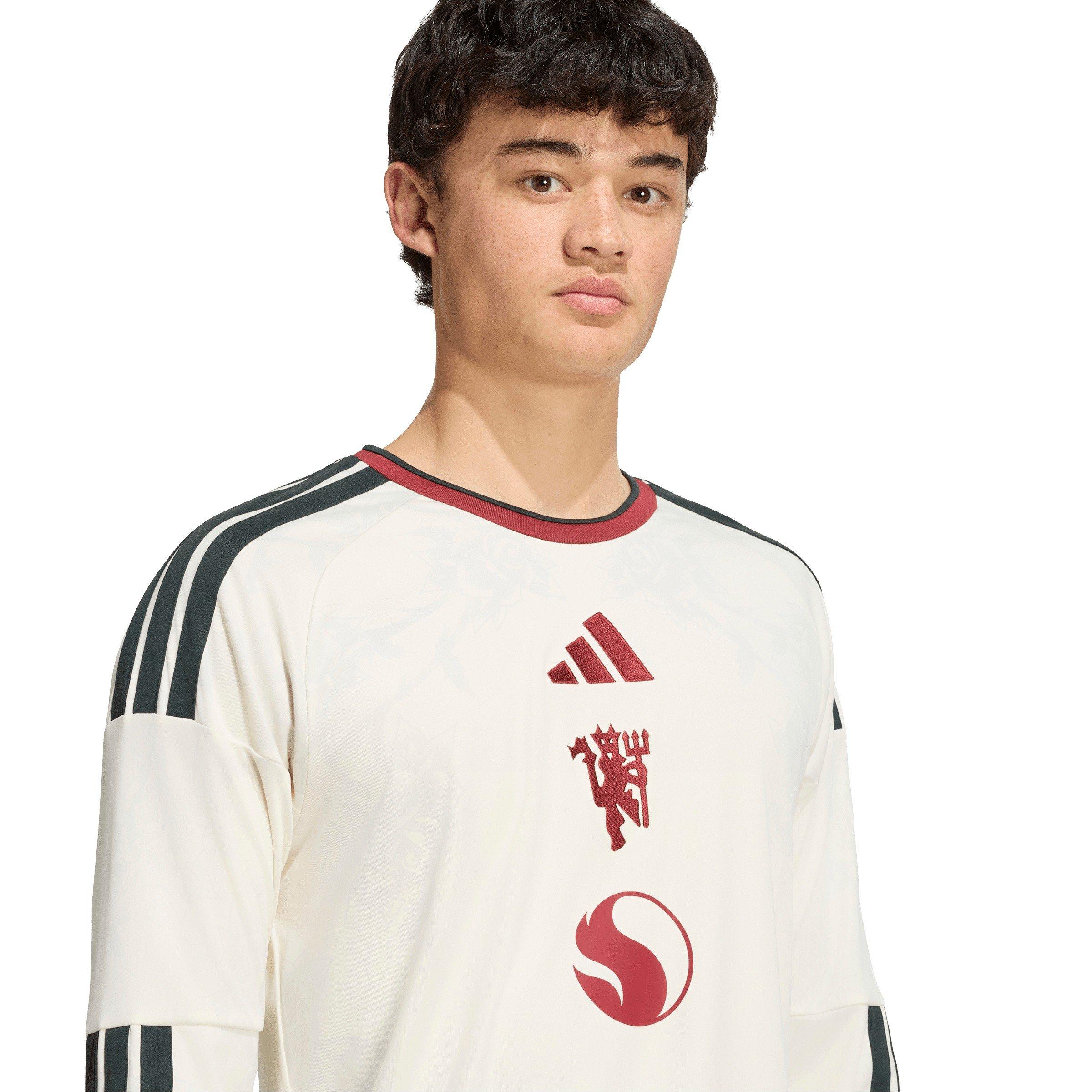 White/Red - adidas - Men's Manchester United Third Long-Sleeve Slim-Fit Football Shirt - 5