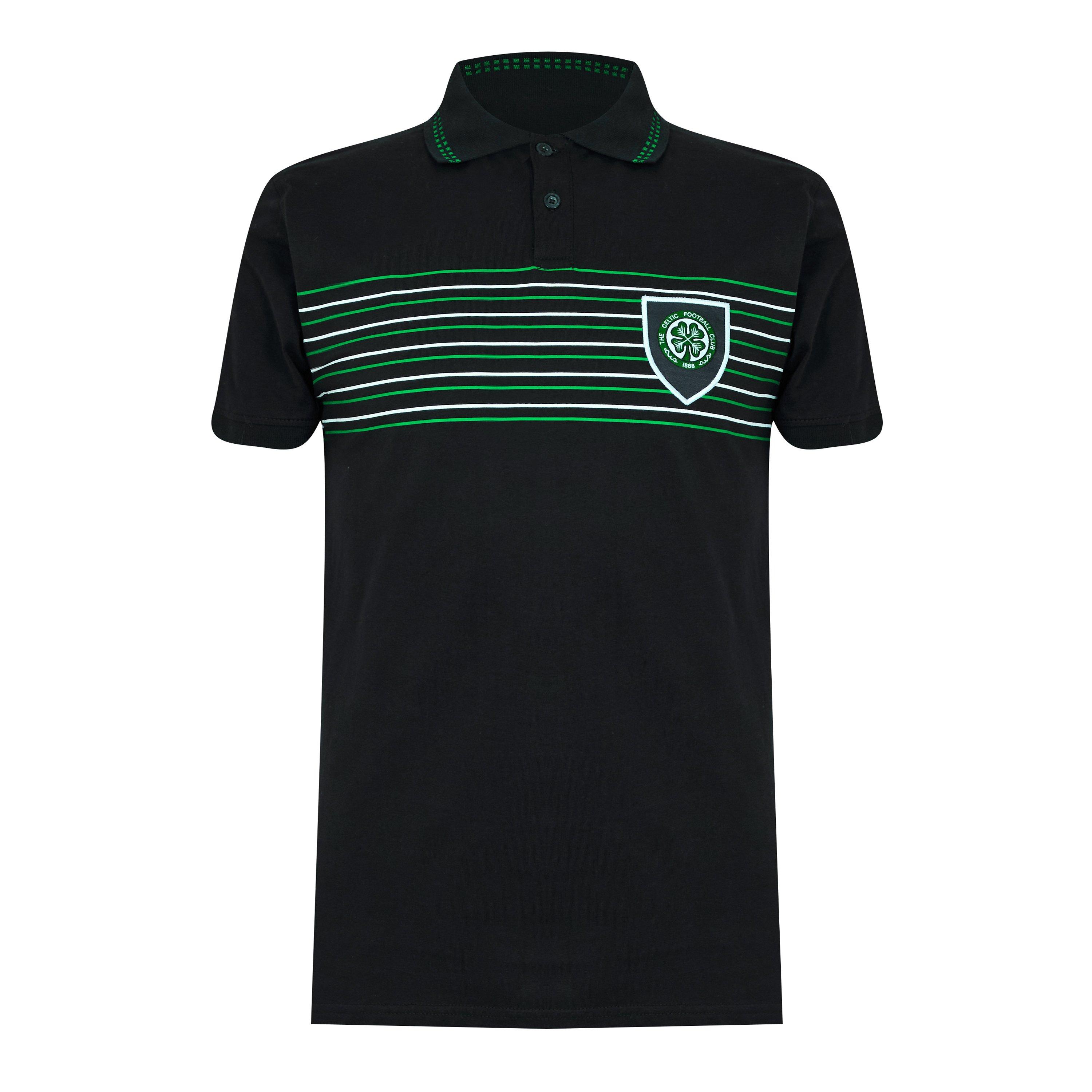 Team Men's Celtic Retro Polo Shirt Adults - Black - Small