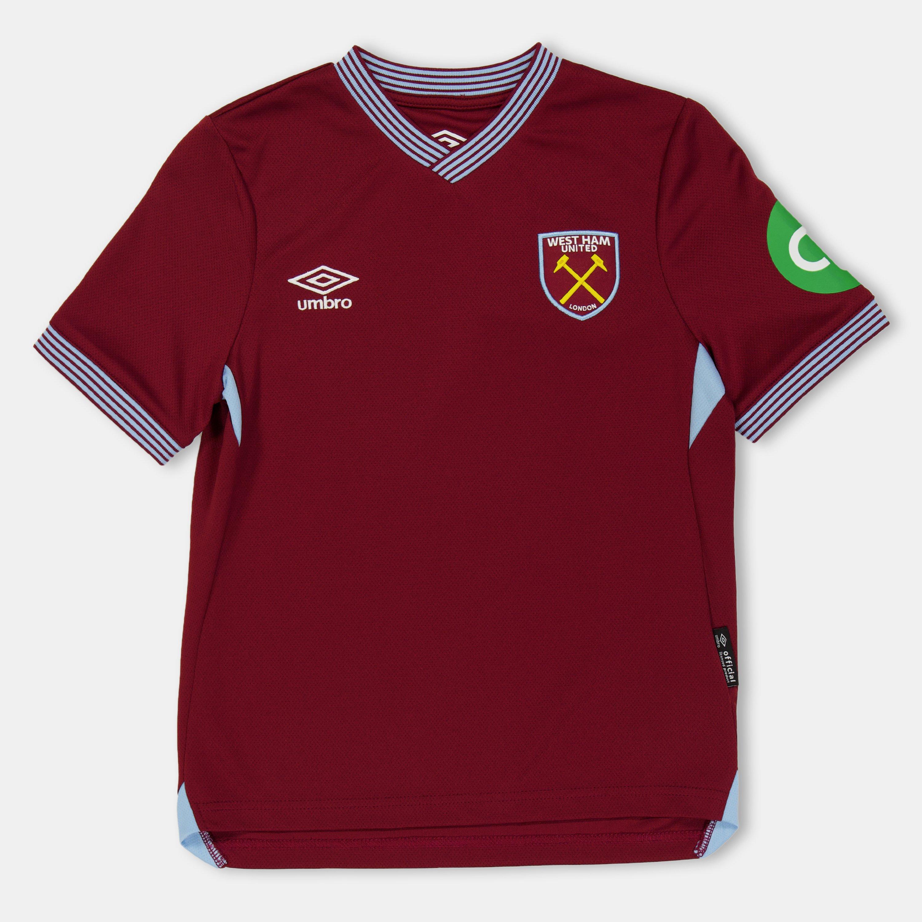 Umbro Boys West Ham United Home Shirt 2025 2026 Juniors - Claret/Blue - 9-10 (M)