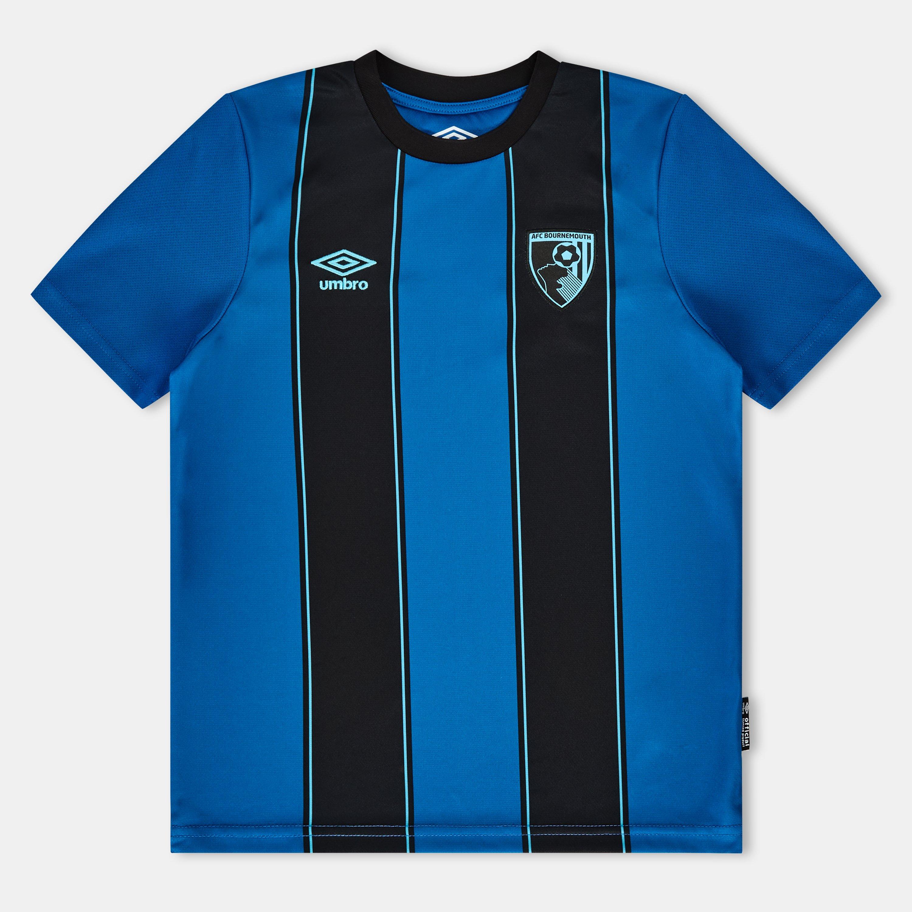 Blue/Caviar - Umbro - Unisex Kids' Bournem Away Short Sleeve Football Shirt - 1