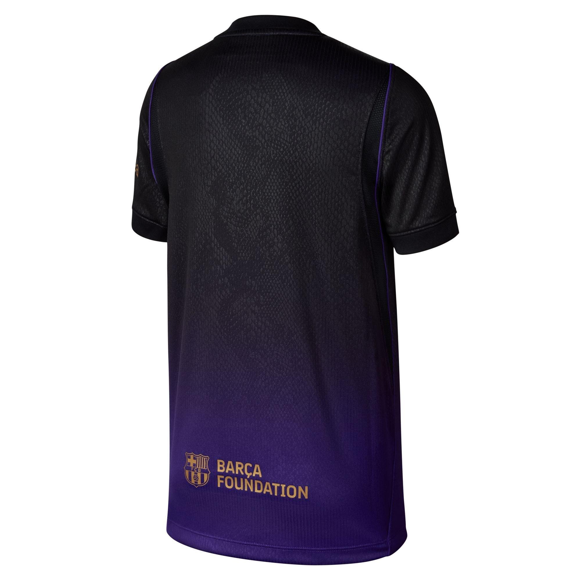 Lilla/Sort - Nike - Kids' Barcelona Away 24/25 Dri-FIT Short-Sleeve V-Neck Football Shirt - 2