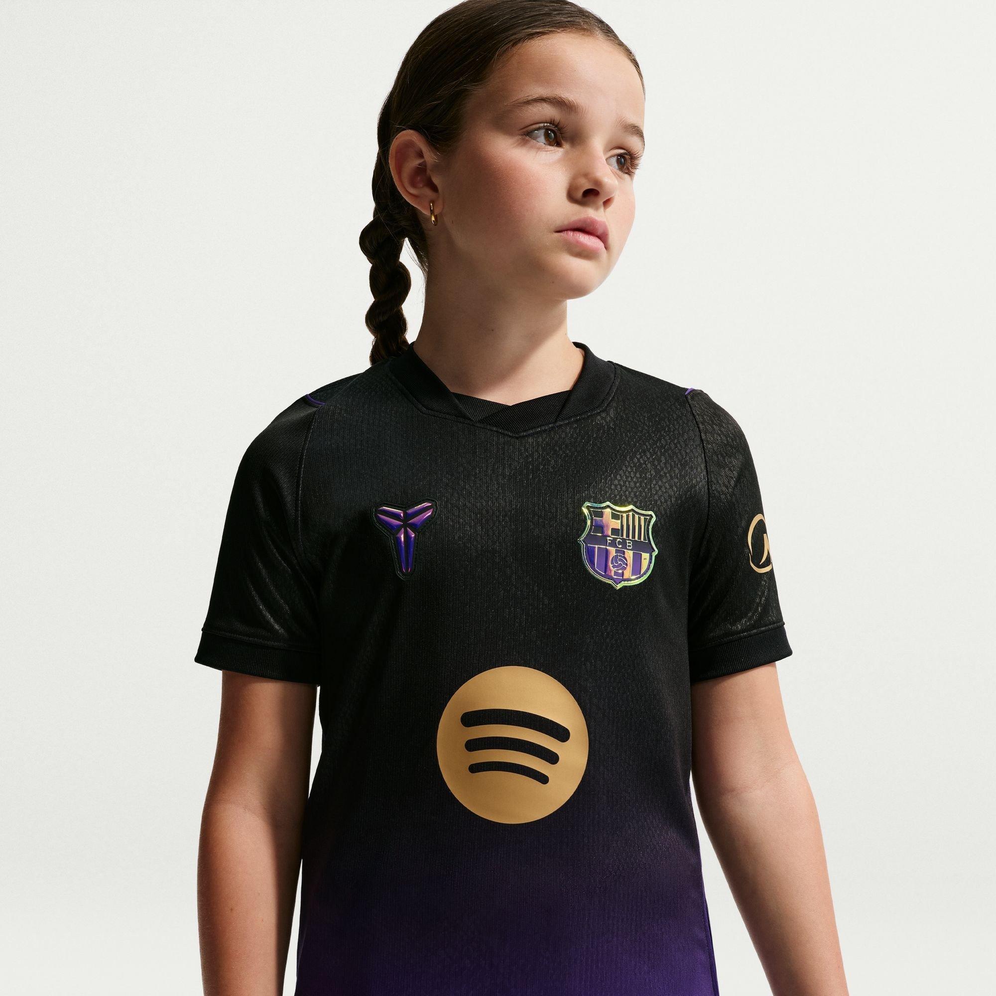 Lilla/Sort - Nike - Kids' Barcelona Away 24/25 Dri-FIT Short-Sleeve V-Neck Football Shirt - 4