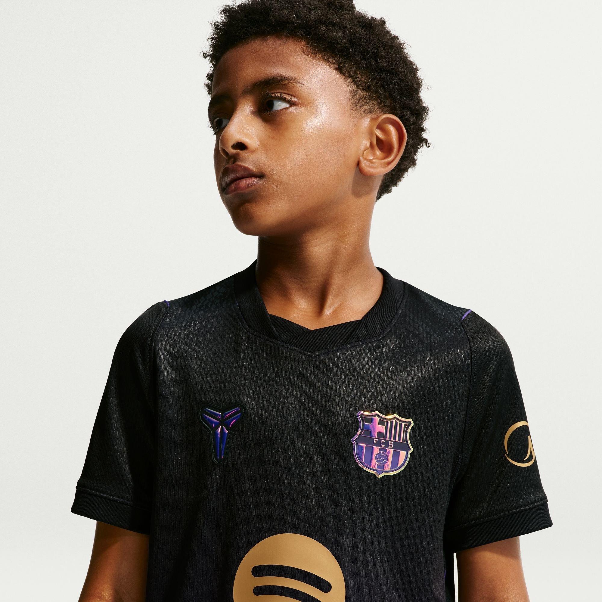 Lilla/Sort - Nike - Kids' Barcelona Away 24/25 Dri-FIT Short-Sleeve V-Neck Football Shirt - 5