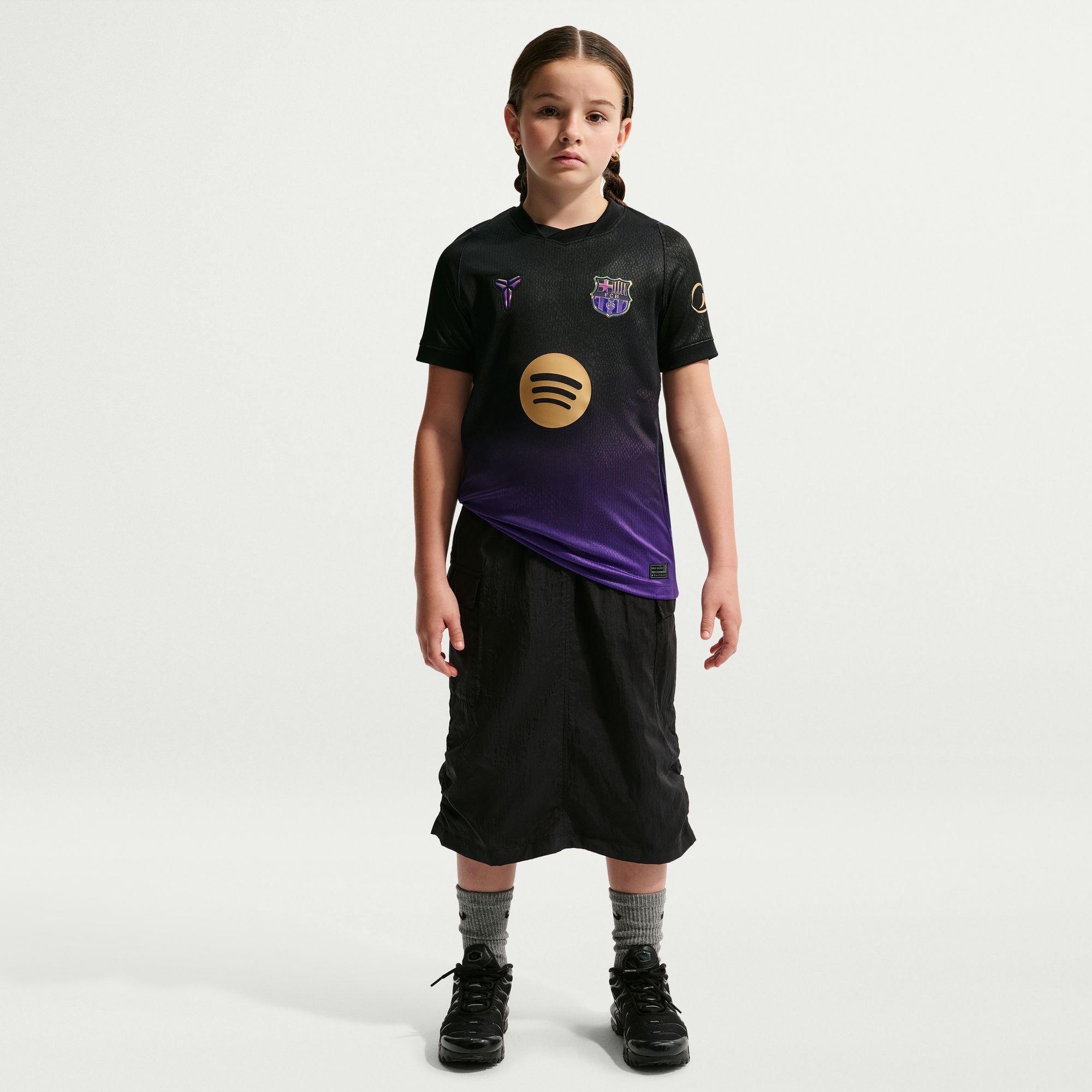 Lilla/Sort - Nike - Kids' Barcelona Away 24/25 Dri-FIT Short-Sleeve V-Neck Football Shirt - 7