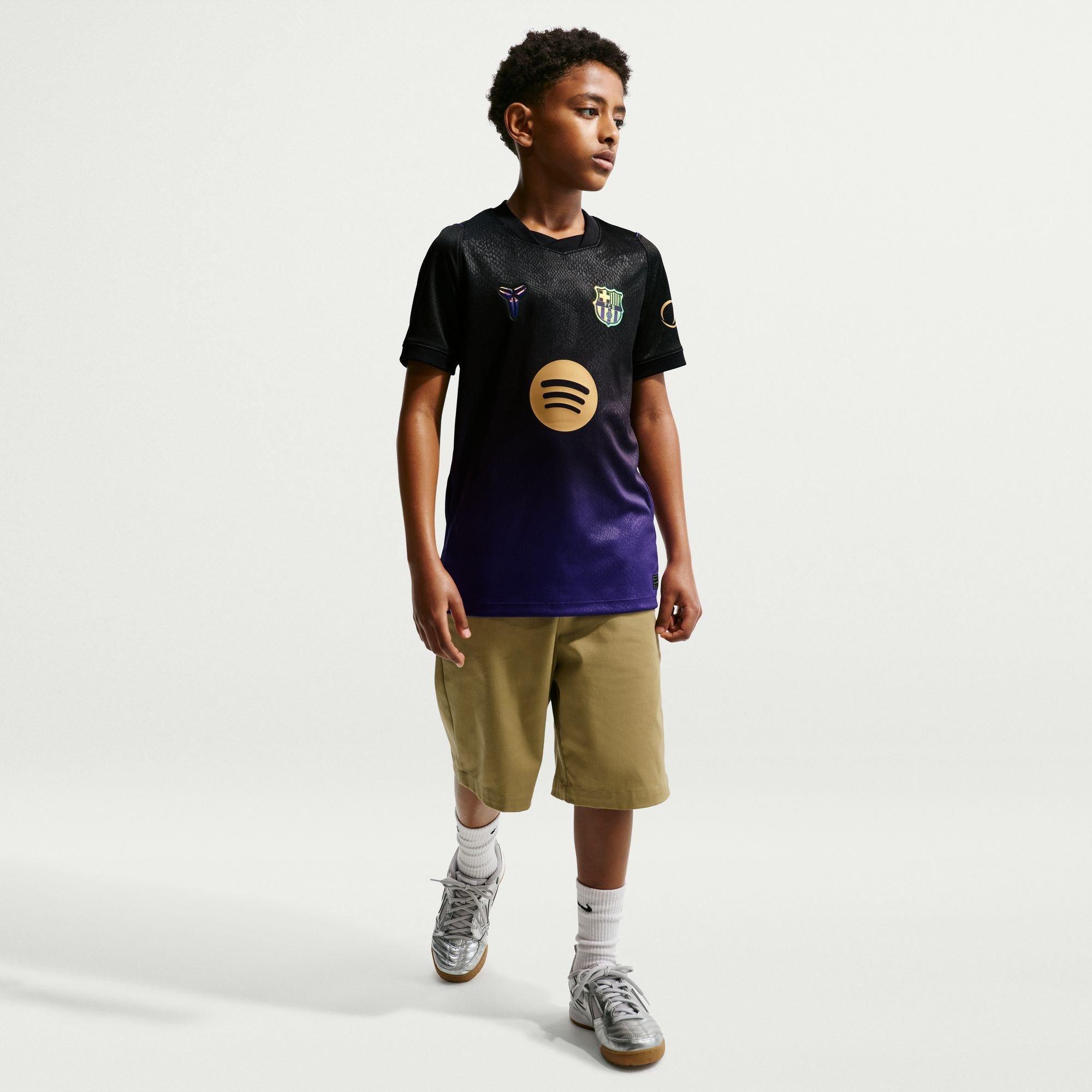 Lilla/Sort - Nike - Kids' Barcelona Away 24/25 Dri-FIT Short-Sleeve V-Neck Football Shirt - 8