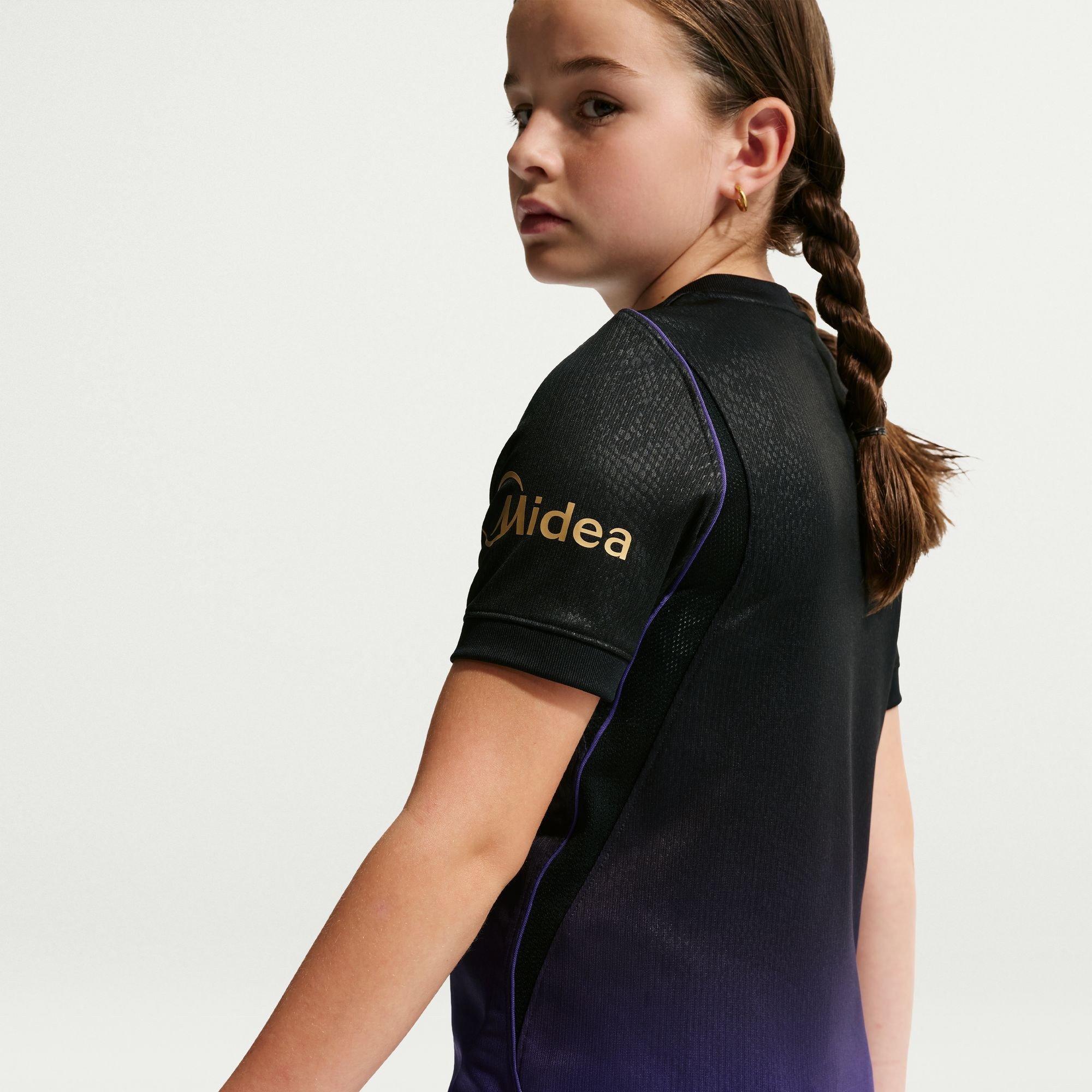 Lilla/Sort - Nike - Kids' Barcelona Away 24/25 Dri-FIT Short-Sleeve V-Neck Football Shirt - 9