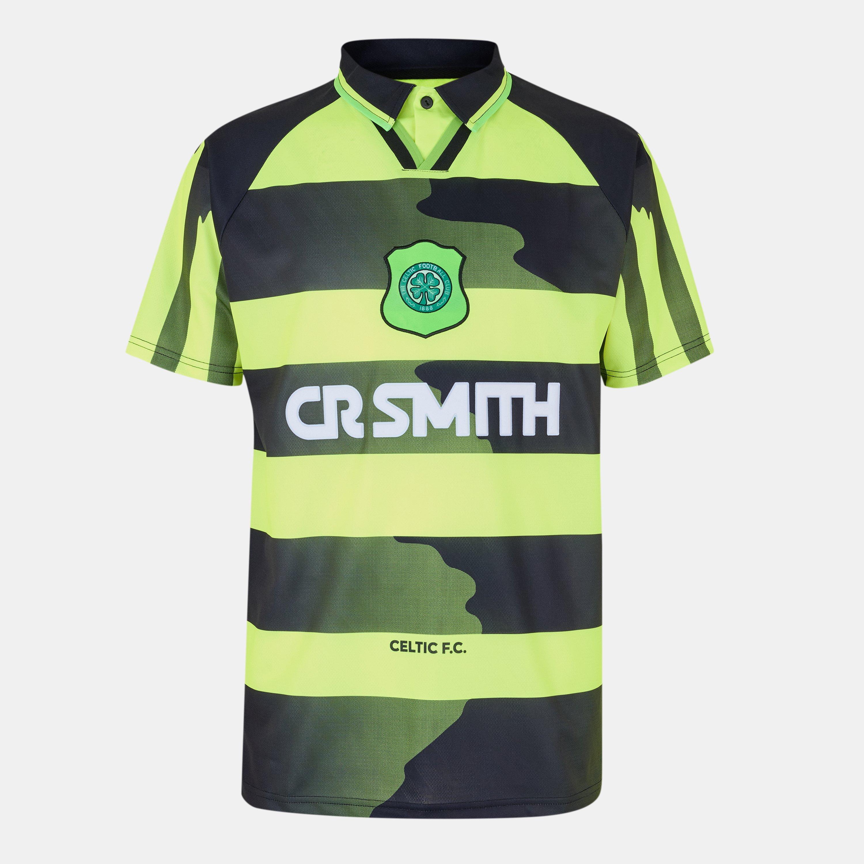 Team Men's Celtic Retro Away Shirt 1996 1997 Adults - Black/Yellow - 2X Large