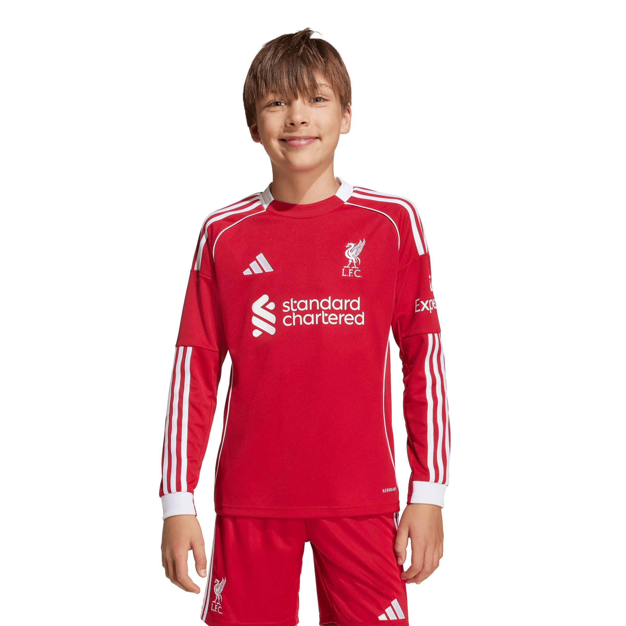 Red - adidas - Liverpool Long Sleeve Home Shirt 2025 2026 Juniors - 5