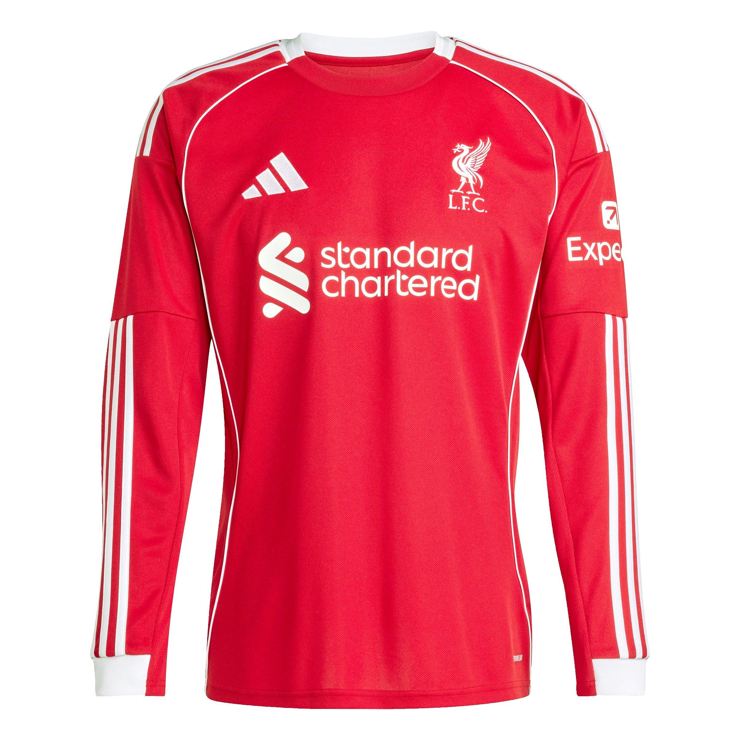 Crvena - adidas - Liverpool Long Sleeve Home Shirt 2025 2026 Adults - 1