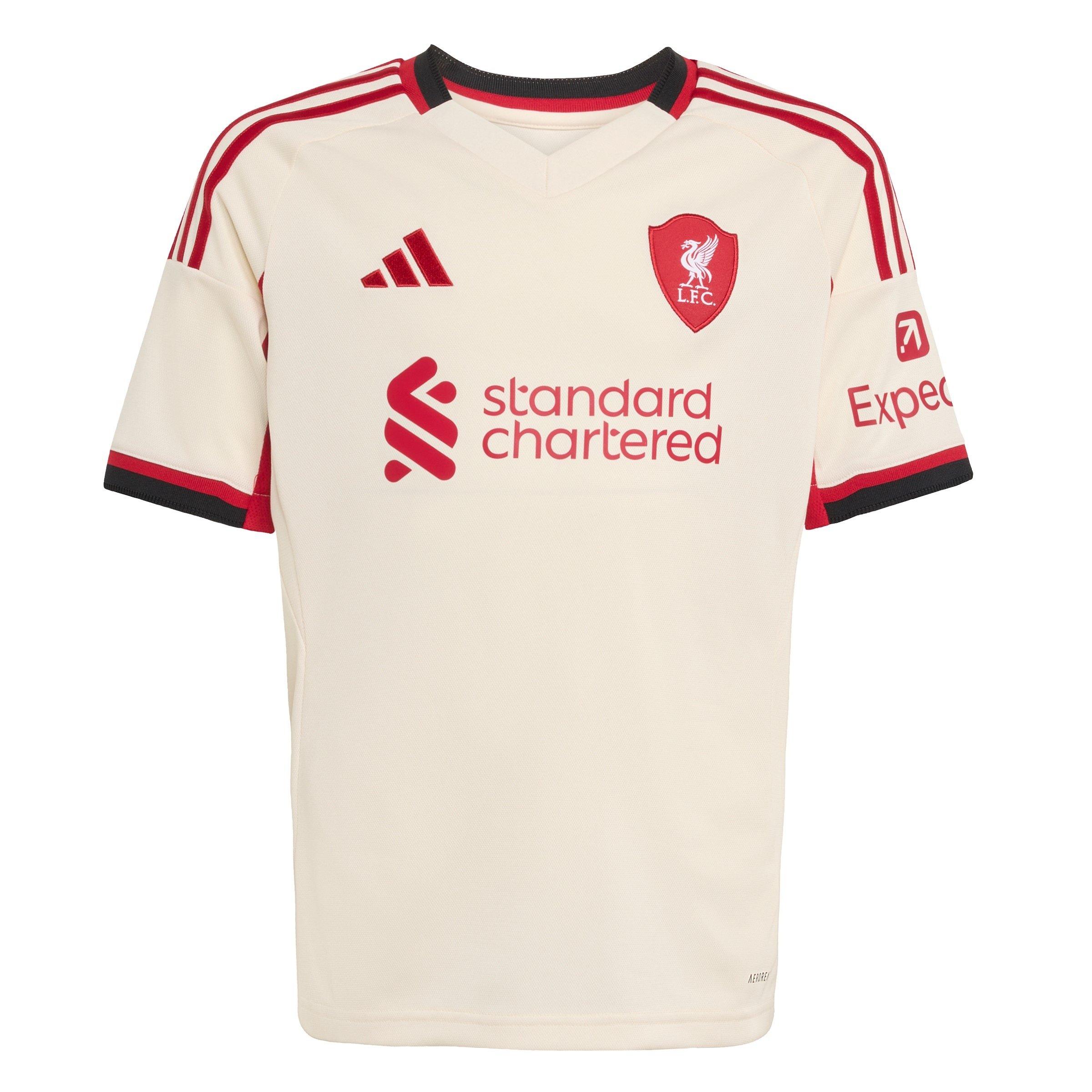 Adidas Boys Liverpool Away Shirt 2025 2026 Juniors - White - 9-10 Years