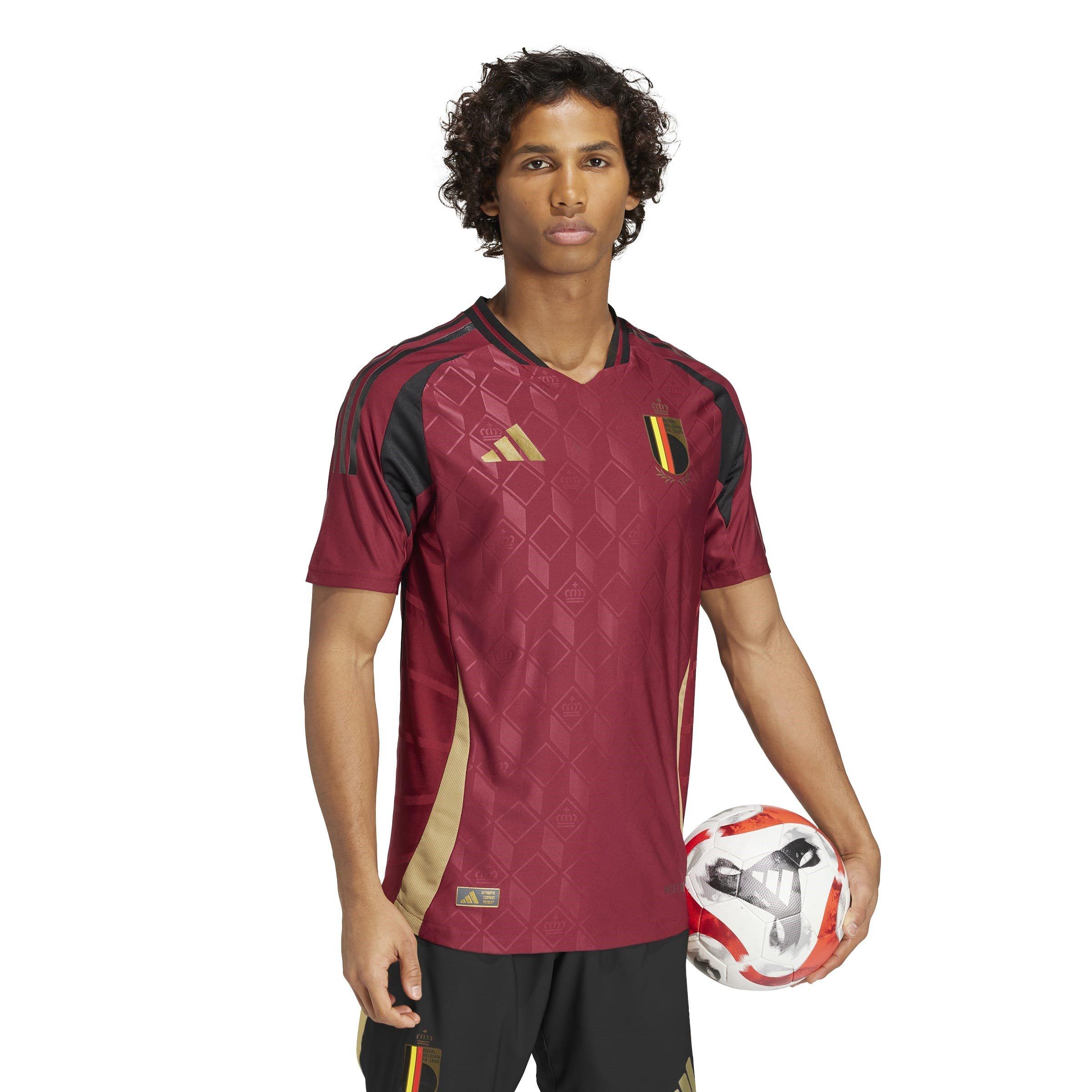 Burgund - adidas - Belgium Authentic Home Shirt 2024 - 5