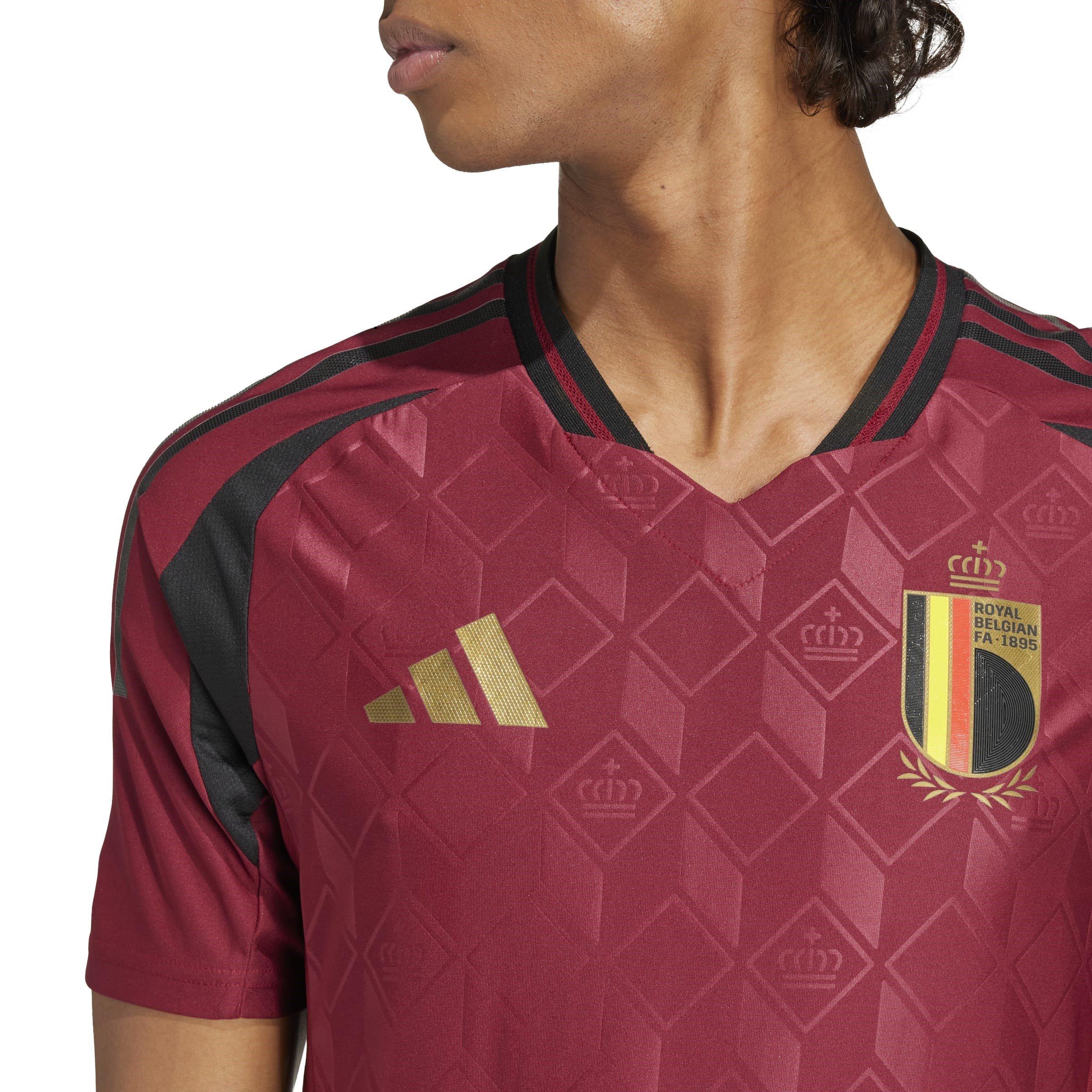 Burgund - adidas - Belgium Authentic Home Shirt 2024 - 6