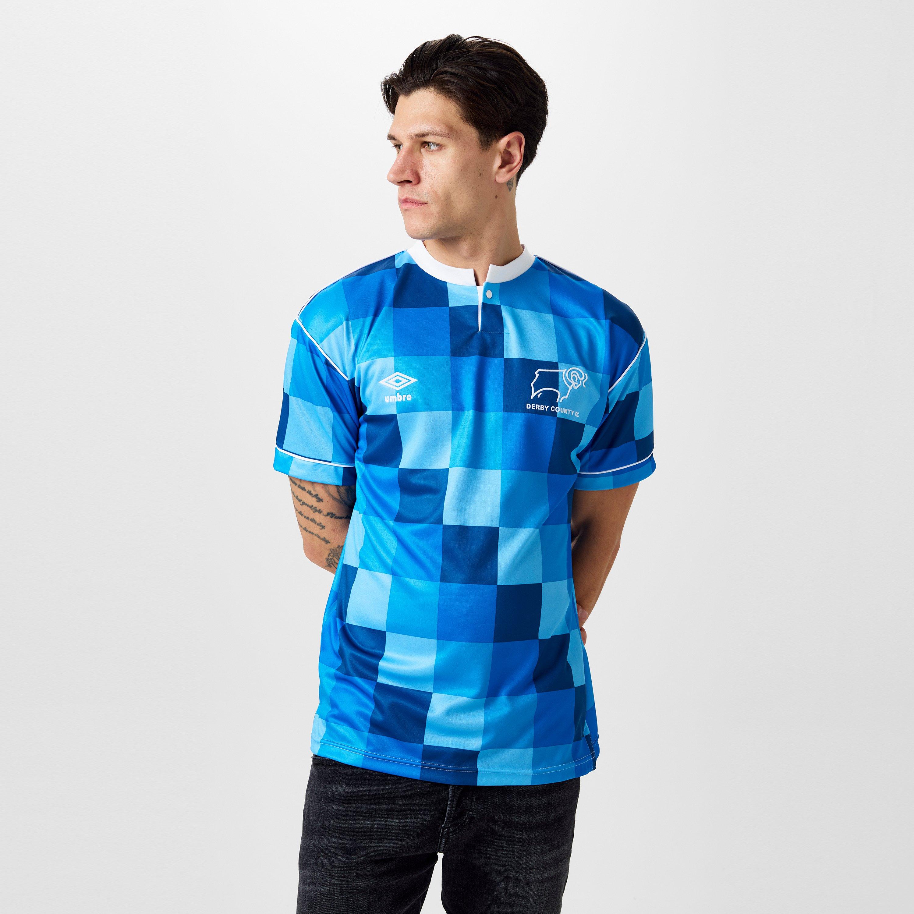 Blue - Score Draw - Draw Derby County 1988 Retro Away Shirt Adults - 1