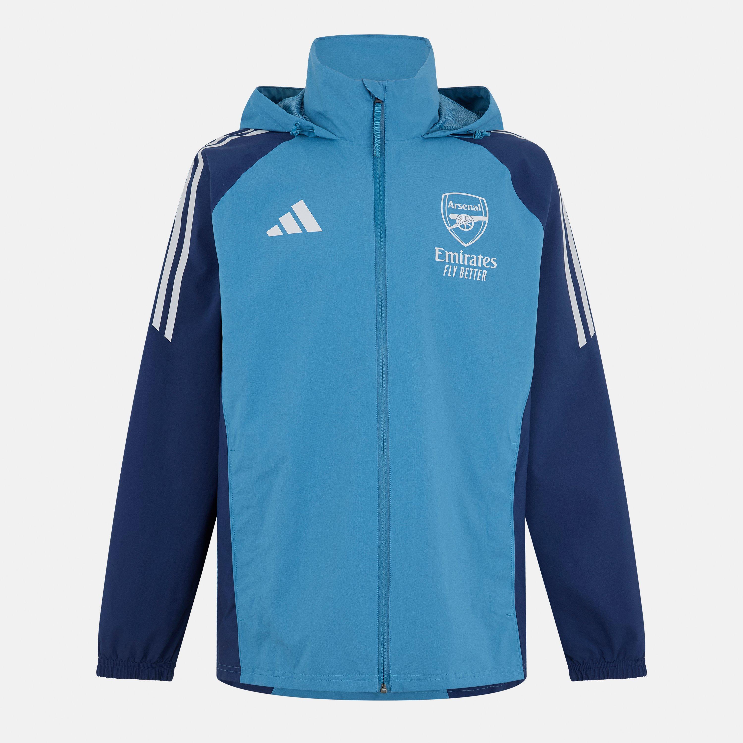 Adidas Men's Tiro 24 Arsenal 2025/2026 Waterproof Long Sleeve Licensed Rain Anorak - Blue - S
