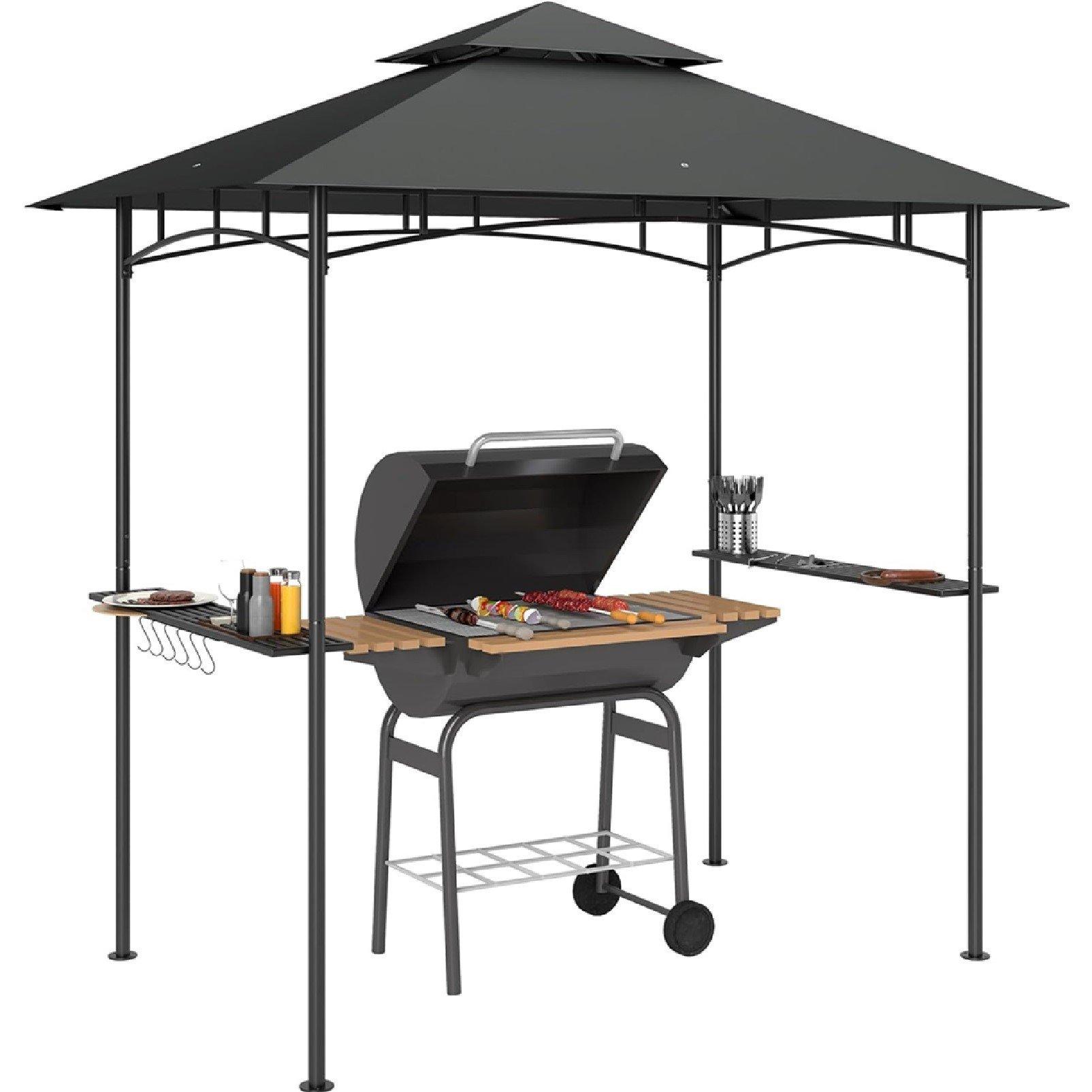 Outsunny 8'x5' Double Tiered BBQ Gazebo Shelter LED Lights