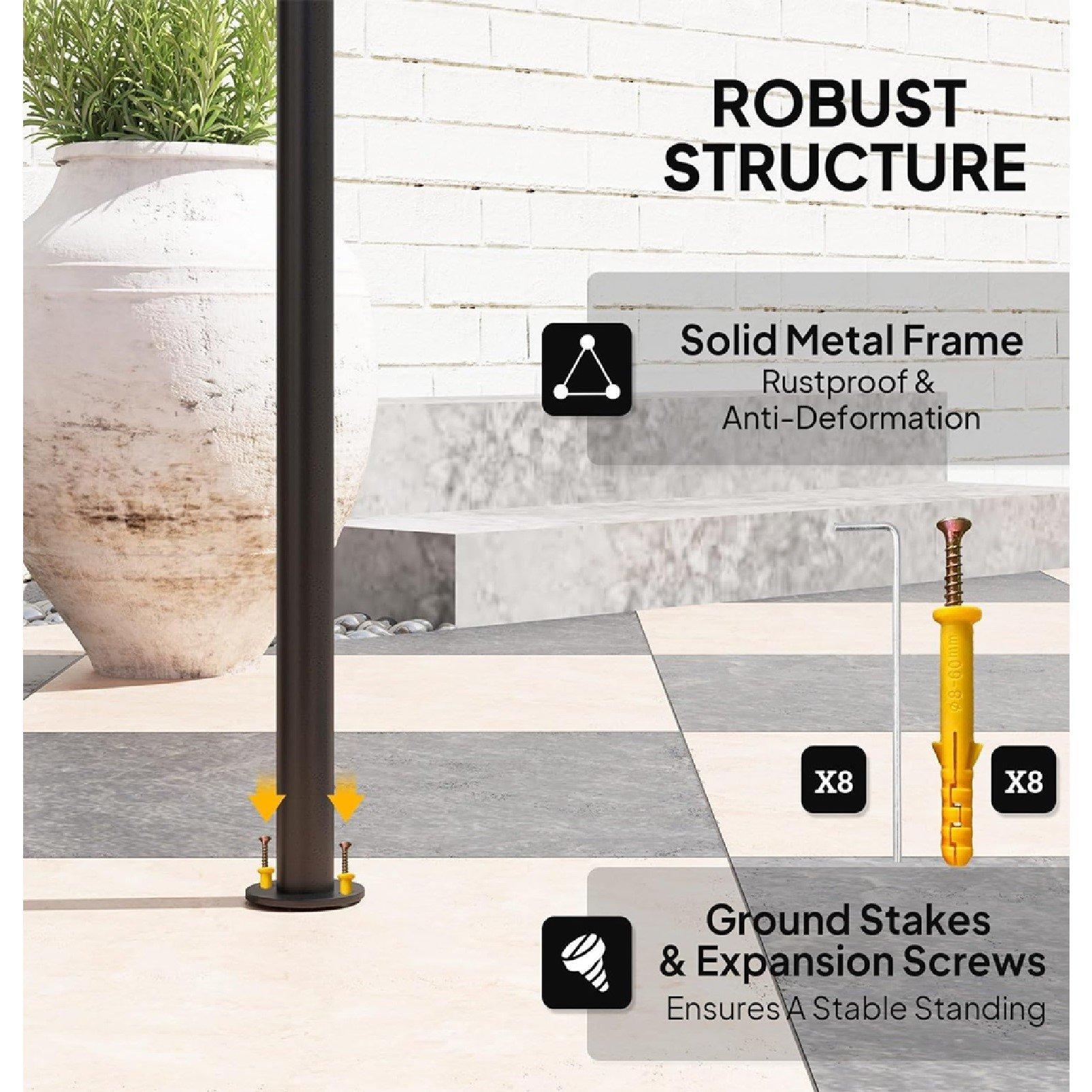 Grey - Outsunny - 8x5 Double Tiered BBQ Gazebo Shelter LED Lights - 7