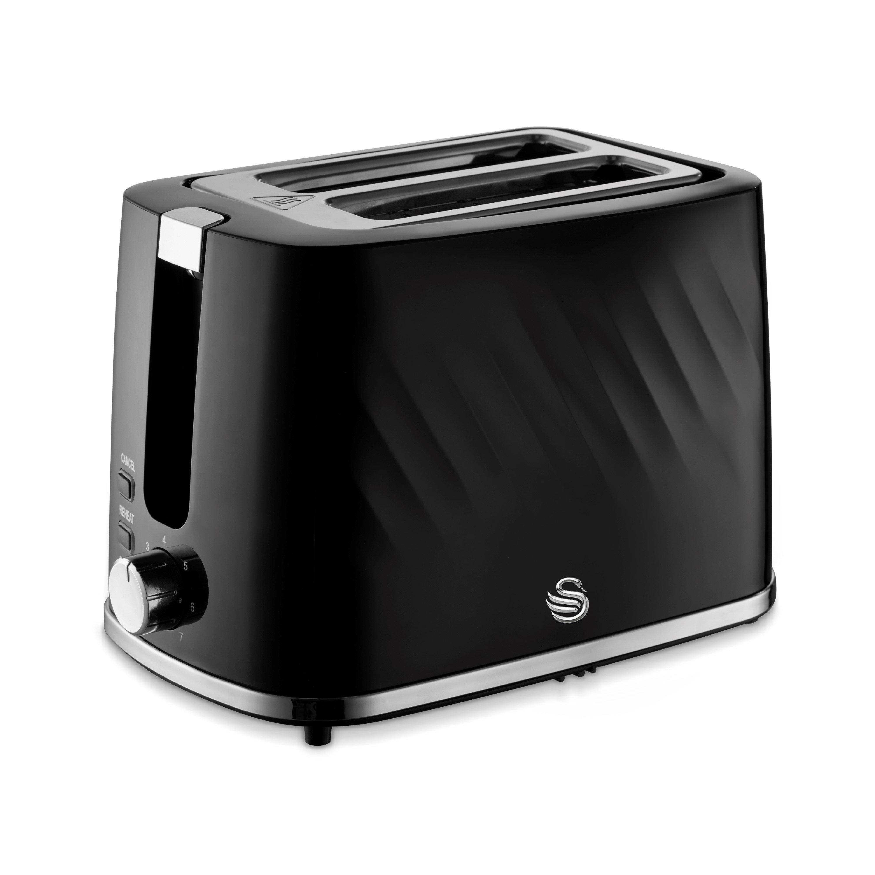Black - Swan - Windsor 2 Slice Textured Toaster Black - 1